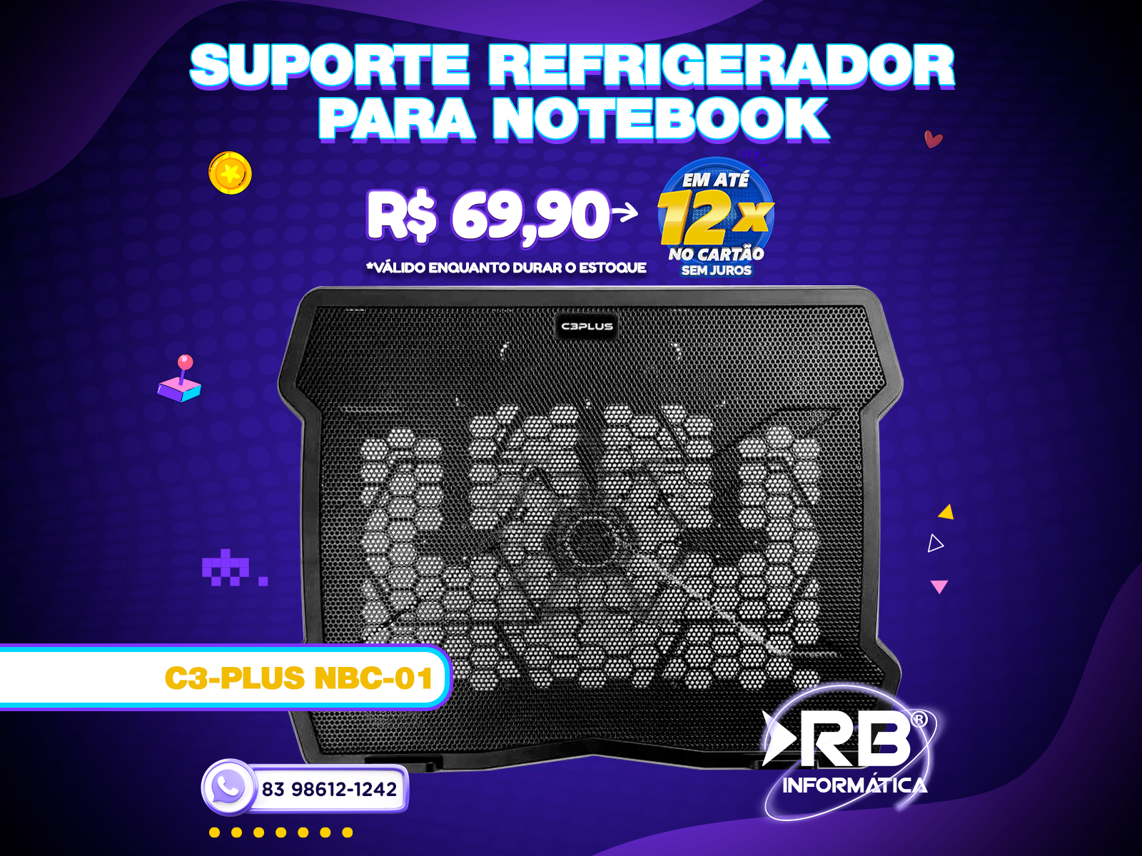 Suporte Refrigerador Para Notebook C3Tech NBC-01