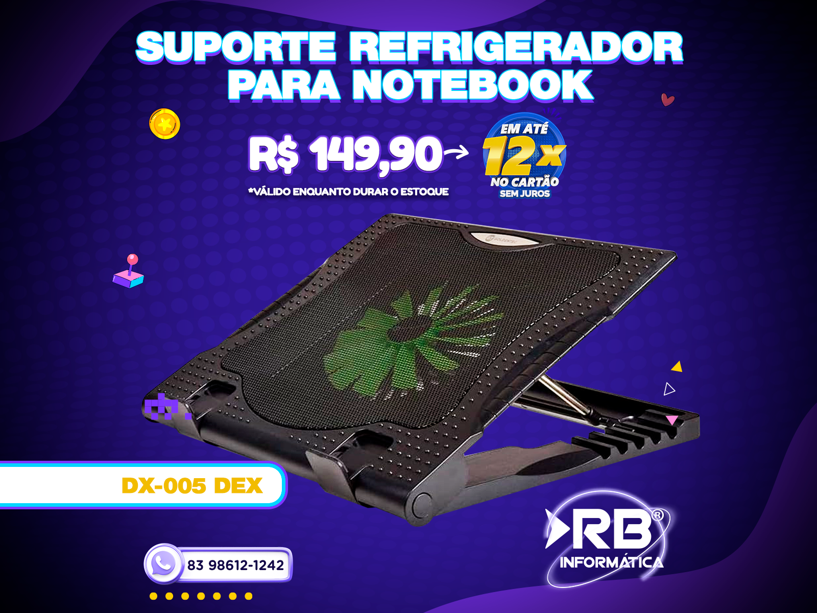 Suporte Refrigerador Para Notebook DX-005 Dex