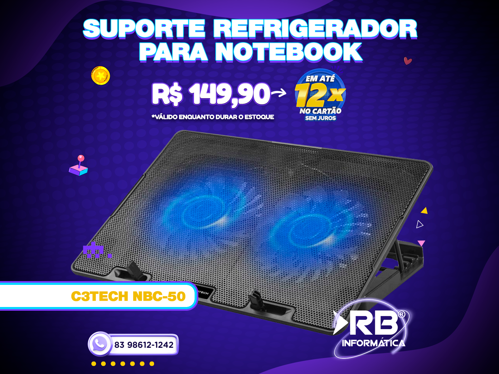 Suporte Refrigerador Para Notebook C3Tech NBC-50