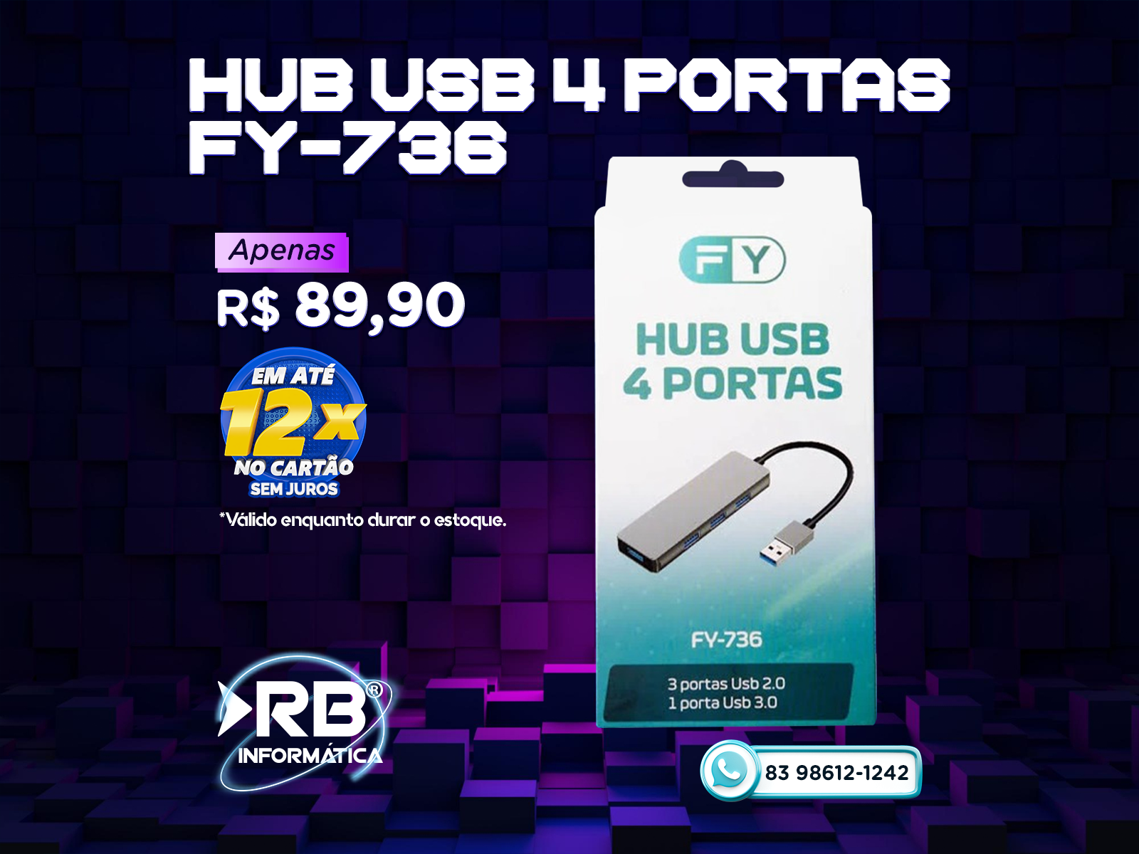 HUB USB 4 PORTAS FY-736