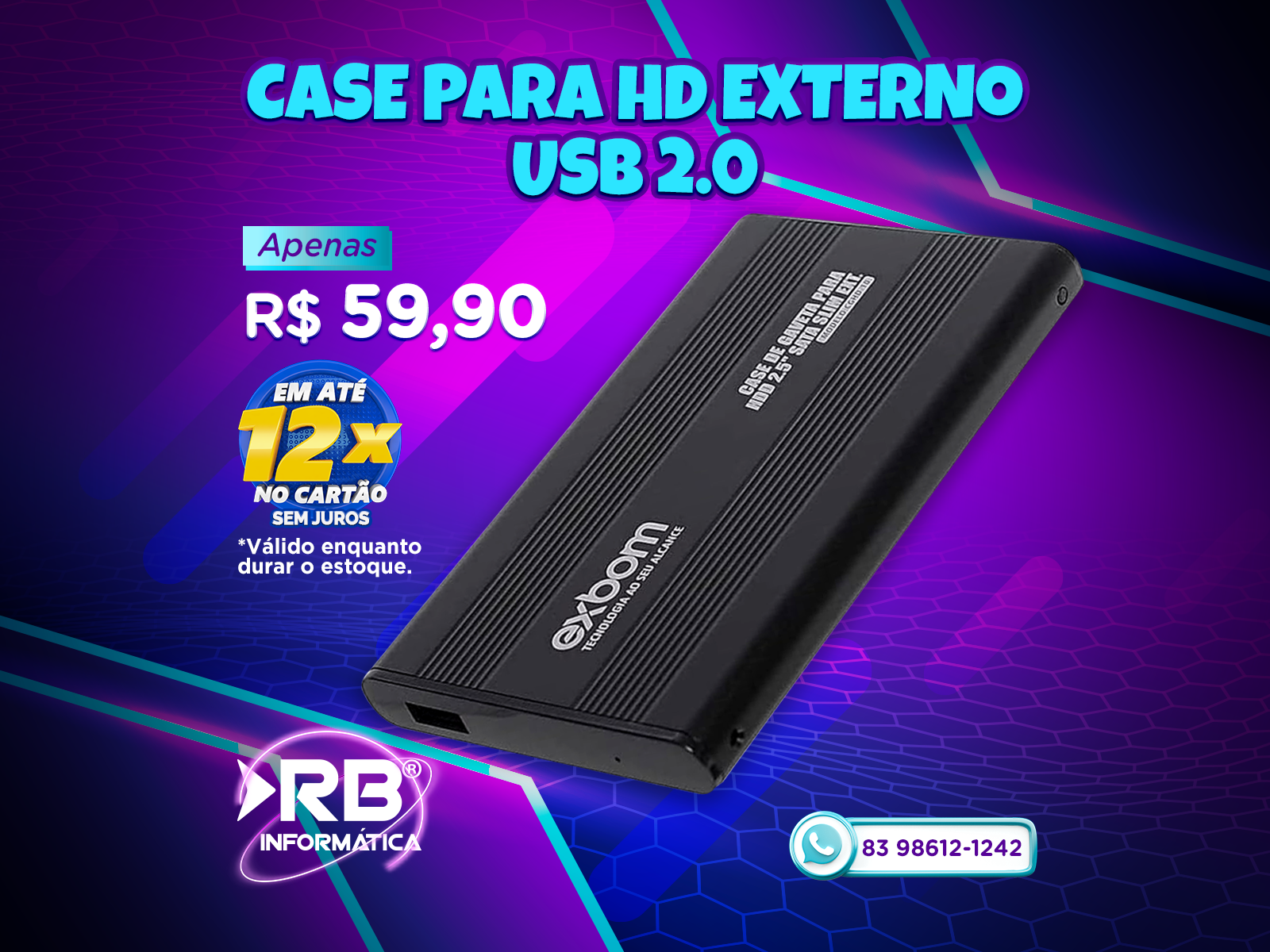 Case para HD Externo USB 2.0