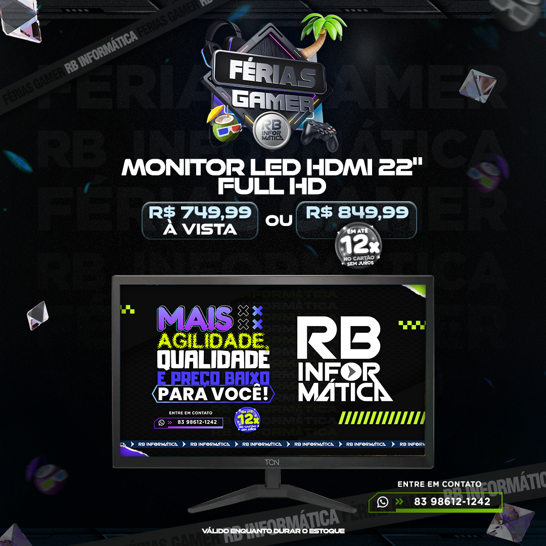MONITOR LED HDMI 22" FULL HD