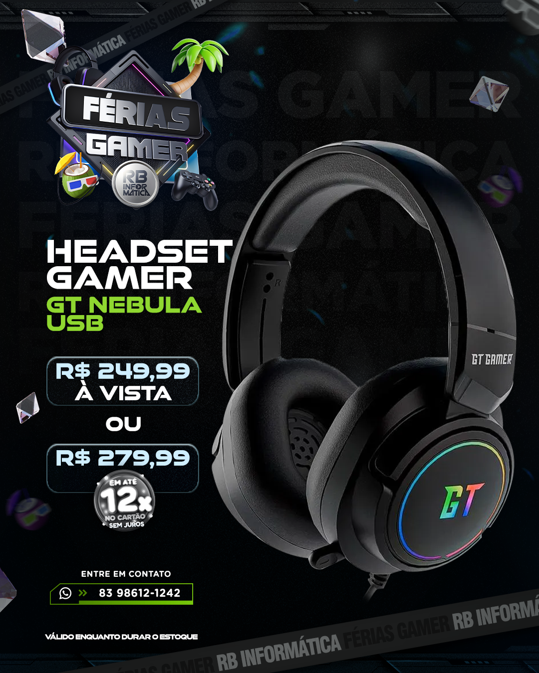 Headset Gamer GT Nebula USB