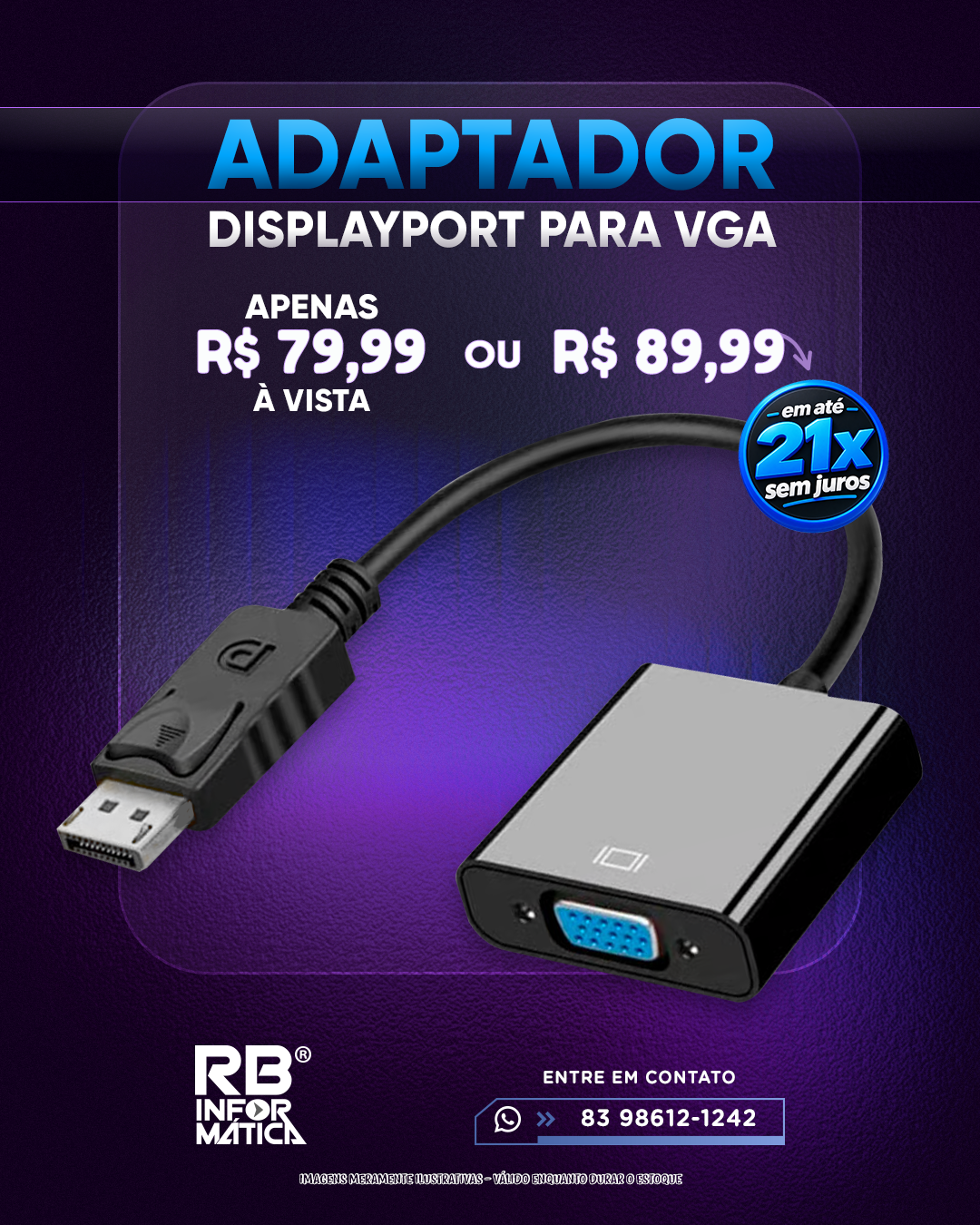 Adaptador DisplayPort para VGA
