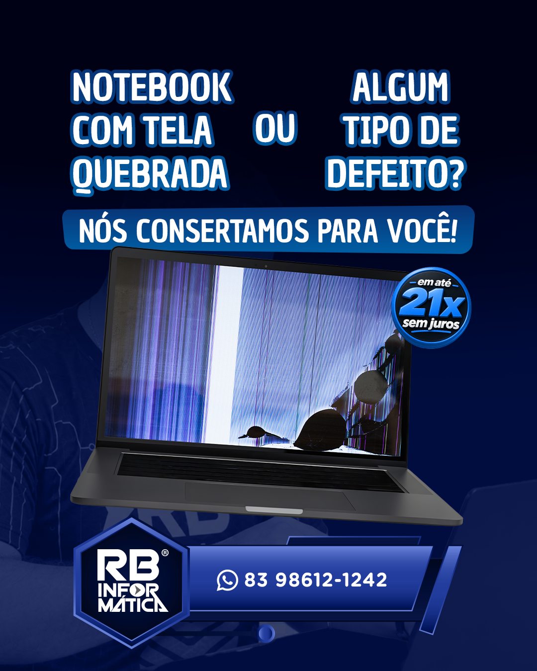 A tela do seu notebook está quebrada? Nós consertamos pra você.