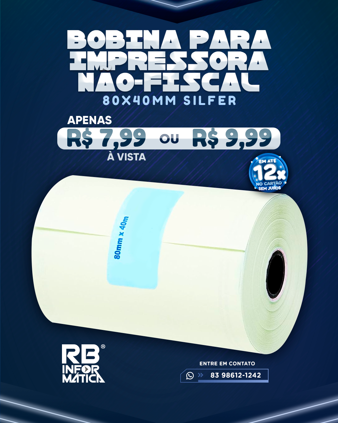 Bobina para impressora não-fiscal - 80 X 40 mm SILFER