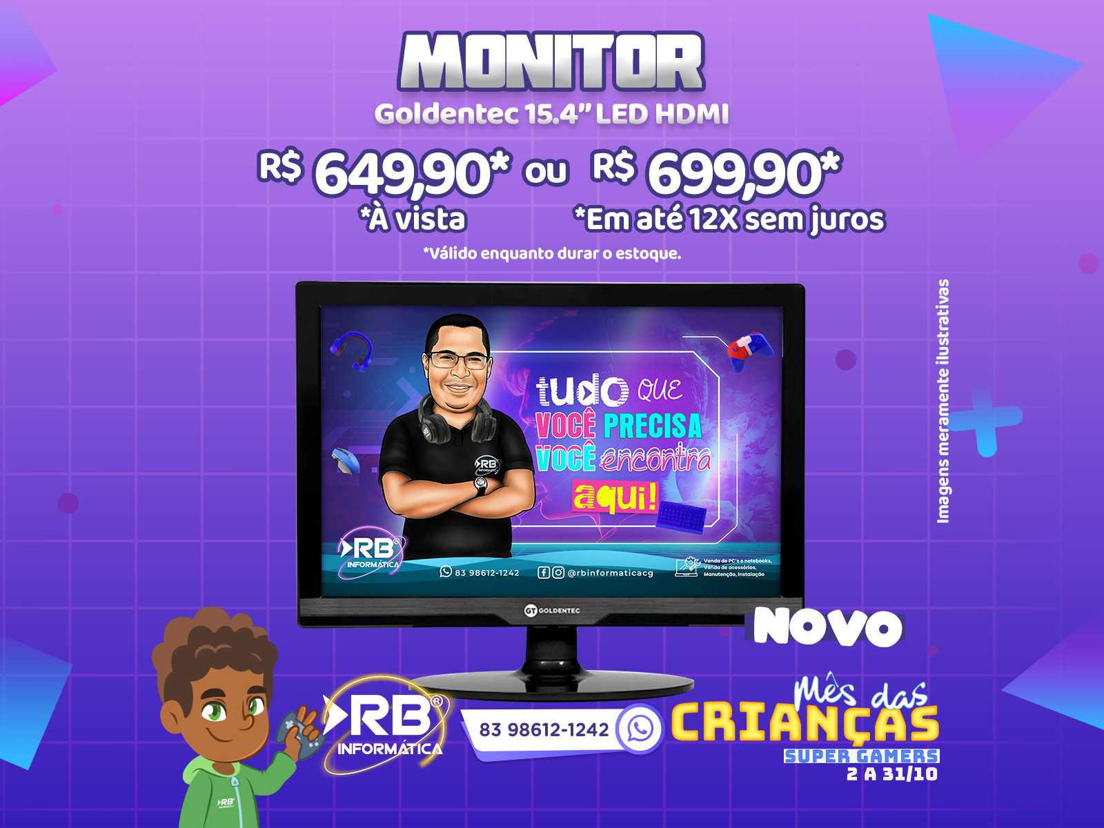 Monitor Goldentec 15,4'' LED HDMI