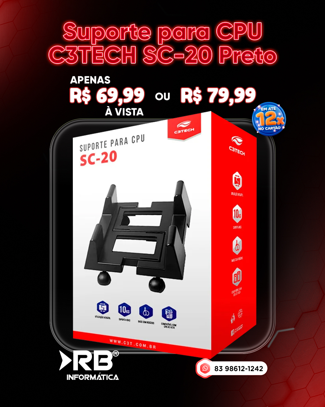 Suporte para CPU C3Tech SC-20 Preto