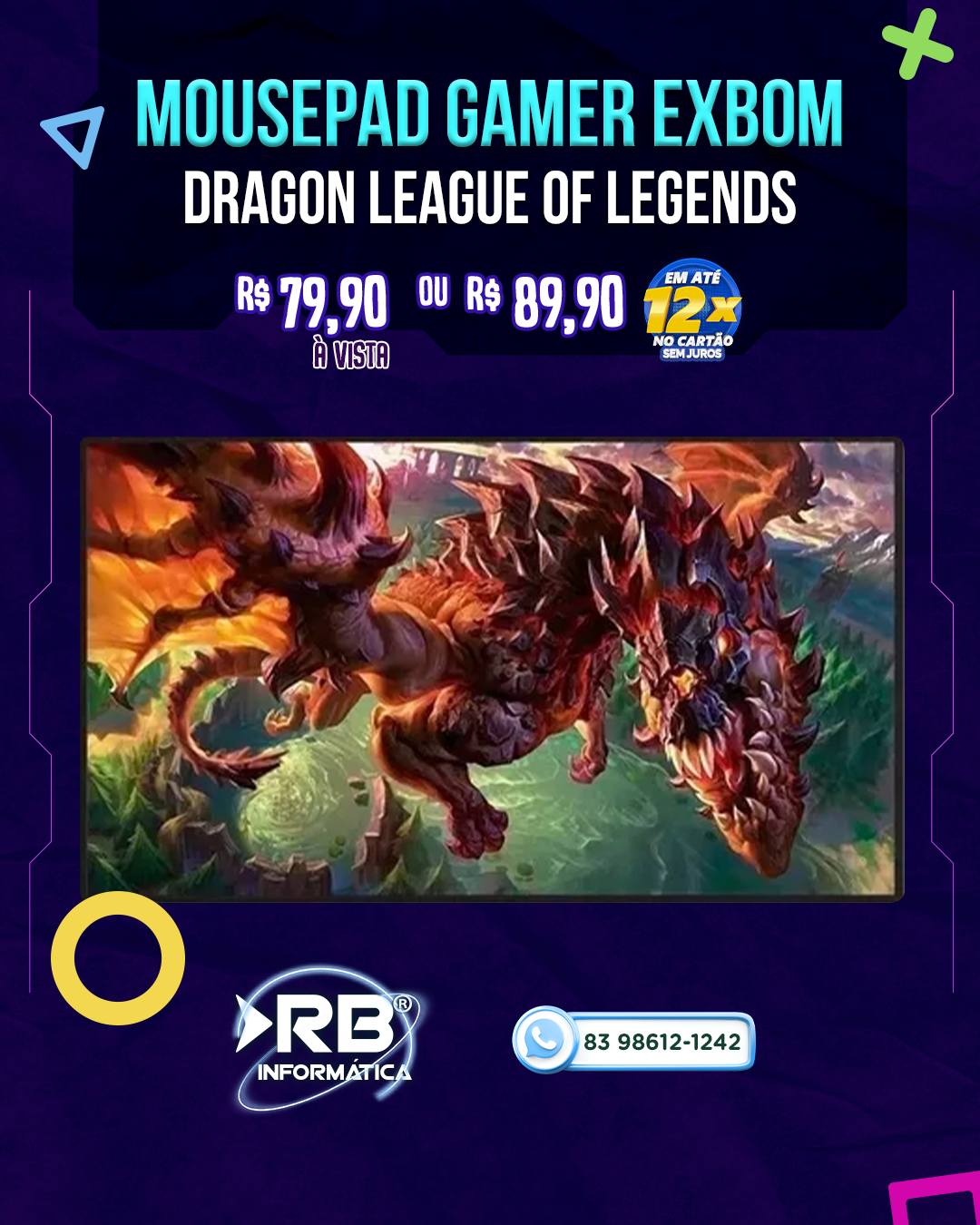 Mousepad Gamer EXBOM - Dragon League of Legends