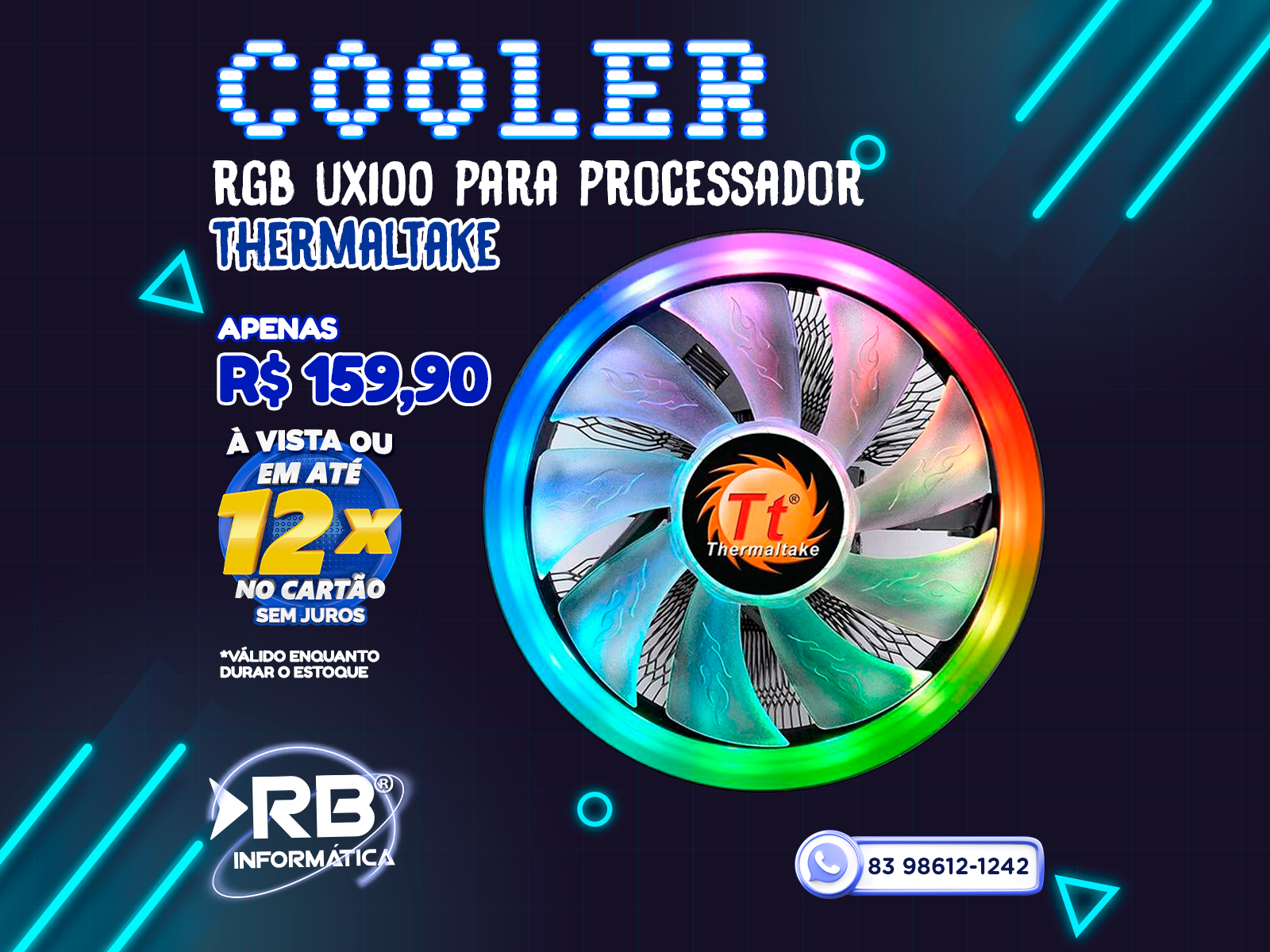 Cooler RGB UX100 para processador THERMALTAKE