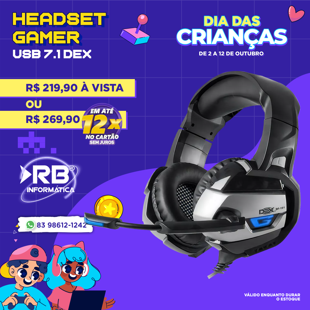 Headset GAMER USB 7.1 DEX