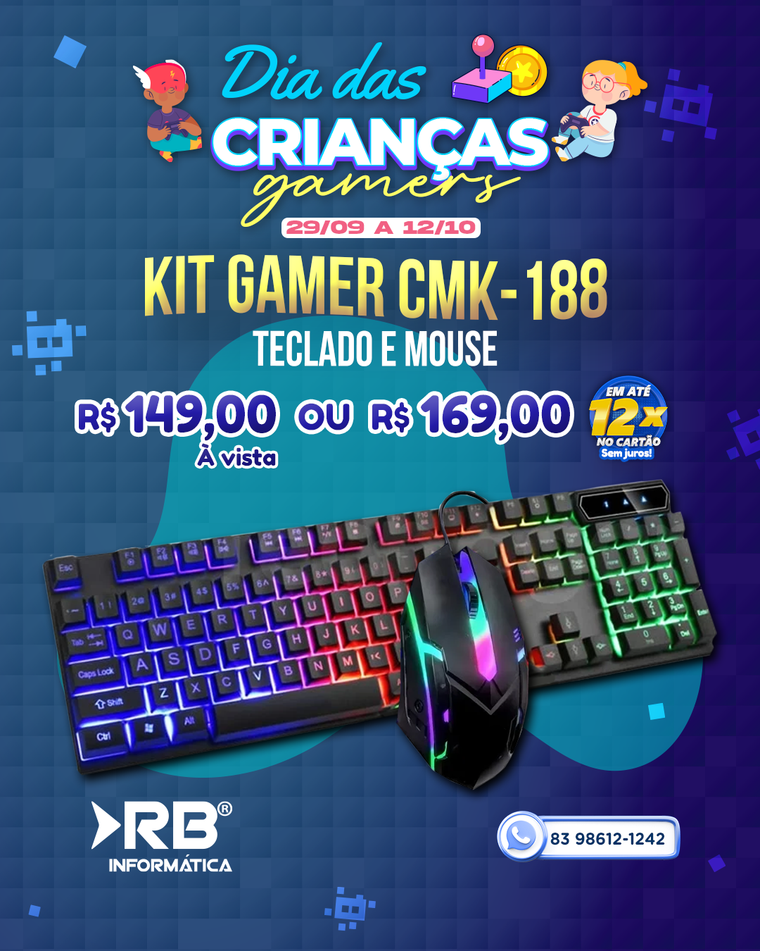 Kit Gamer CMK-188 - Teclado e Mouse