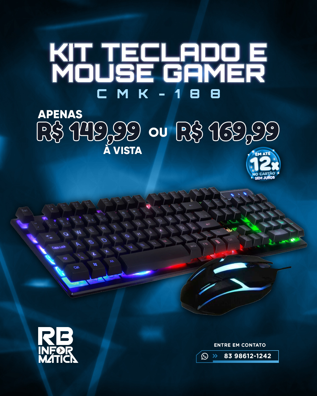 Kit Teclado e Mouse Gamer CMK - 188