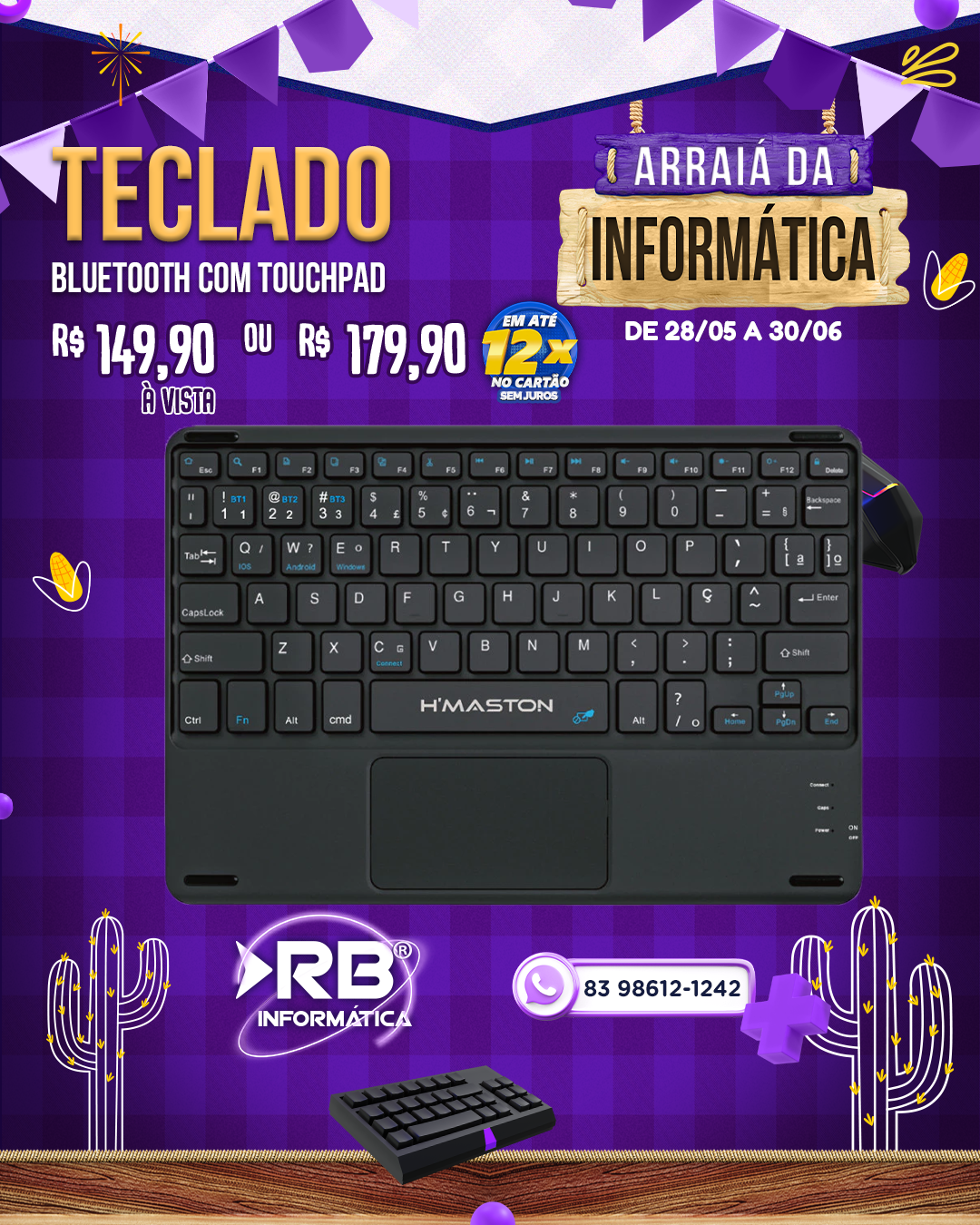 Teclado Bluetooth com Touchpad