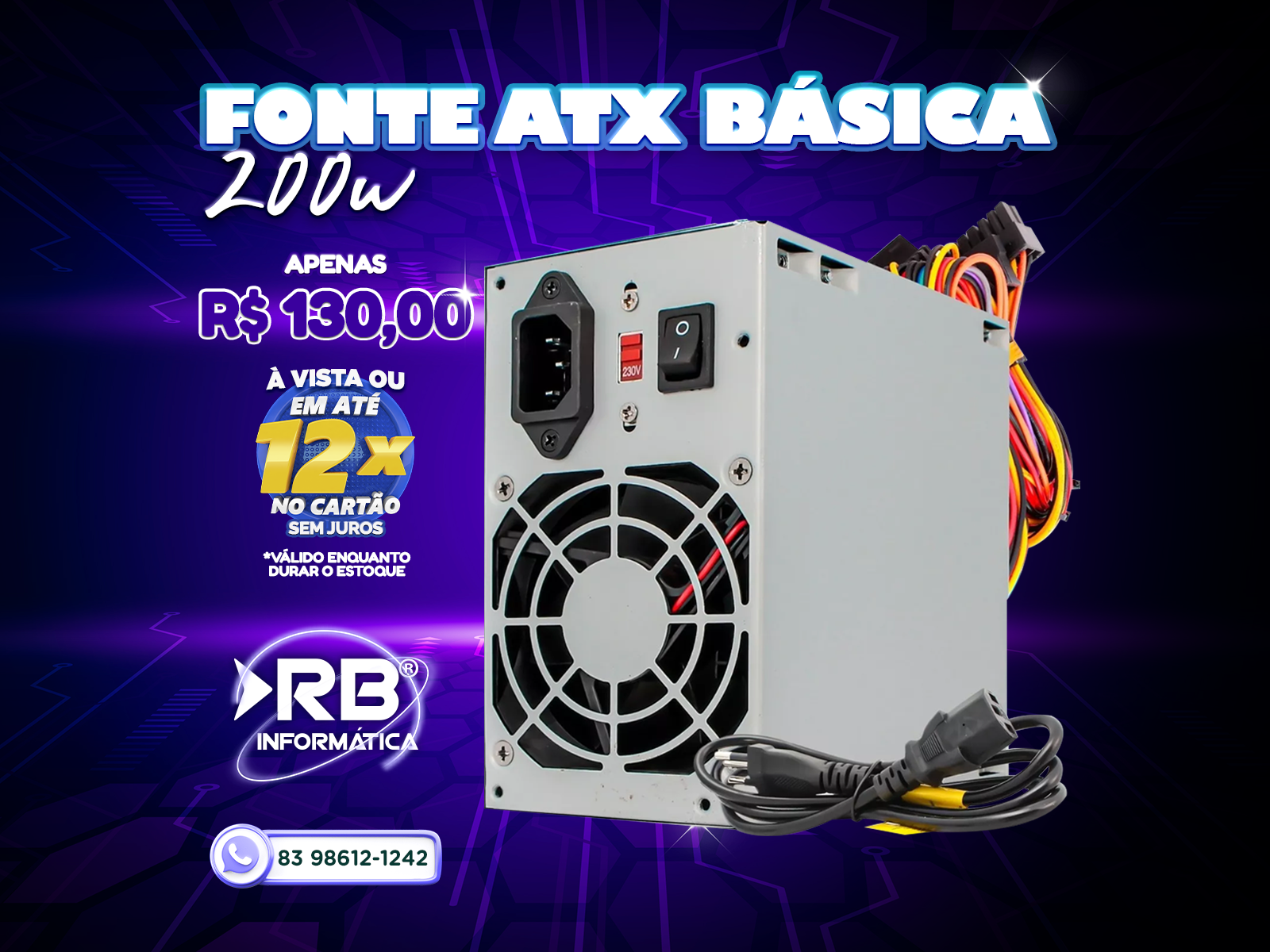 Fonte ATX básica 200W