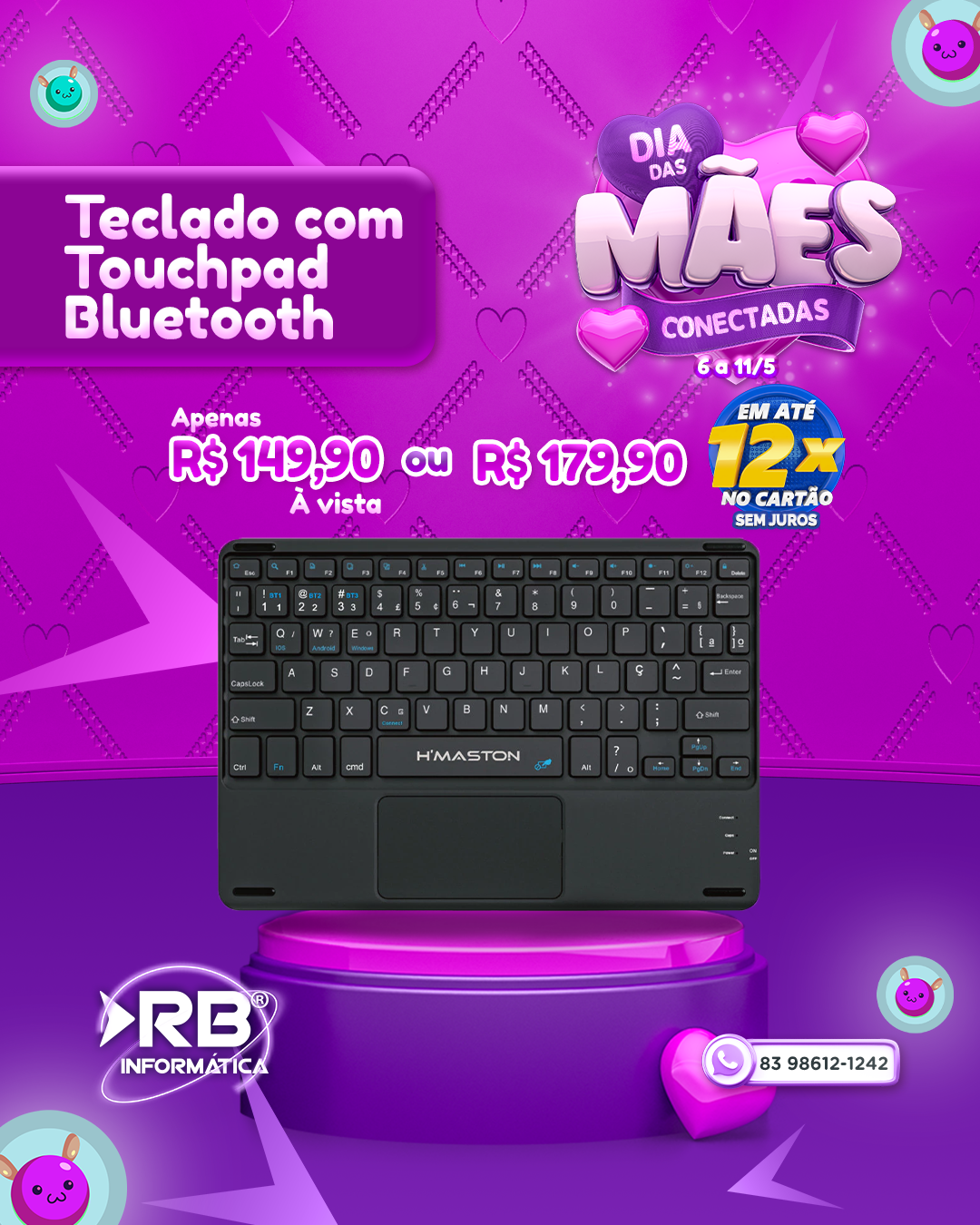 Teclado com Touchpad Bluetooth