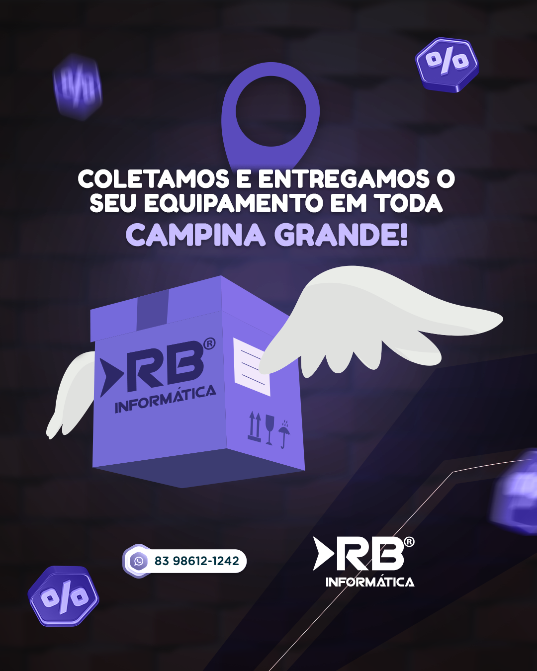 Coletamos e entregamos o seu equipamento em toda Campina Grande! Fale com a gente.