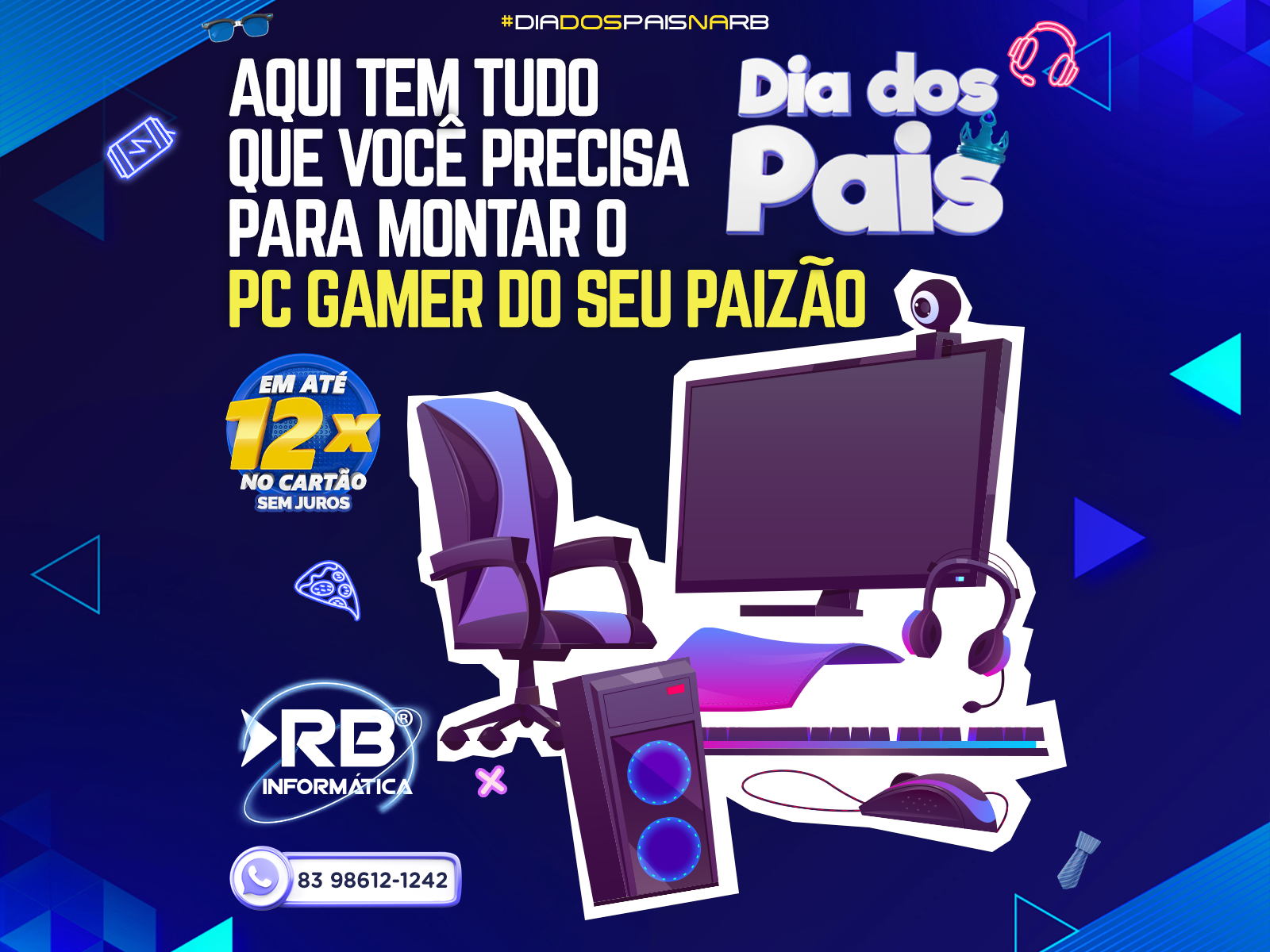 Aqui tem tudo que você precisa para montar o PC Gamer do seu paizão