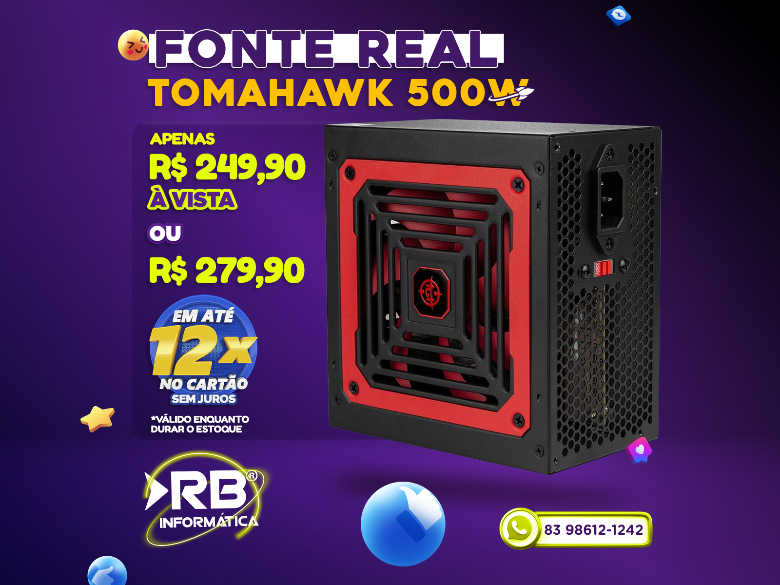 Fonte real TOMAHAWK 500W