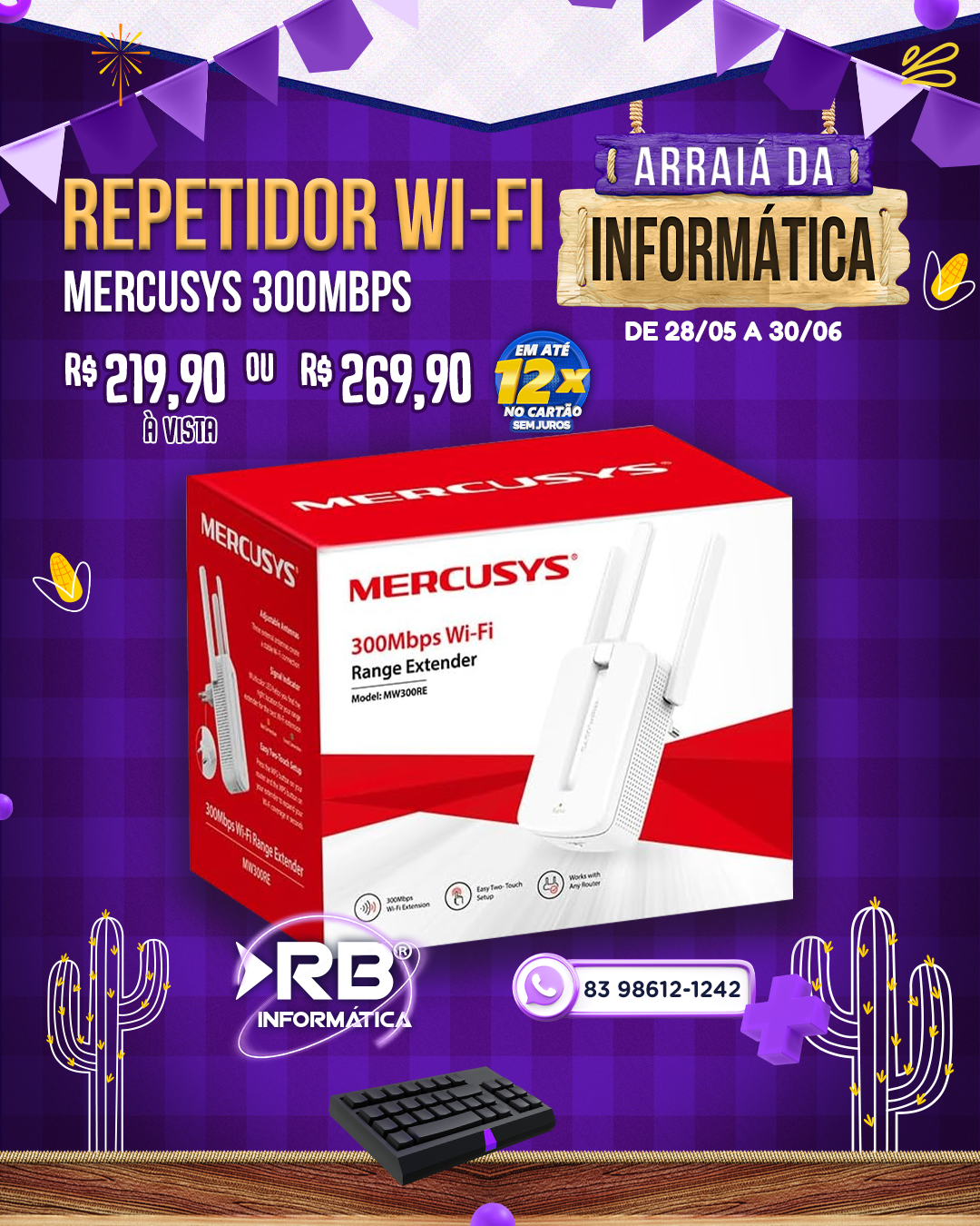 Repetidor Wi-Fi Mercusys 300MBPS