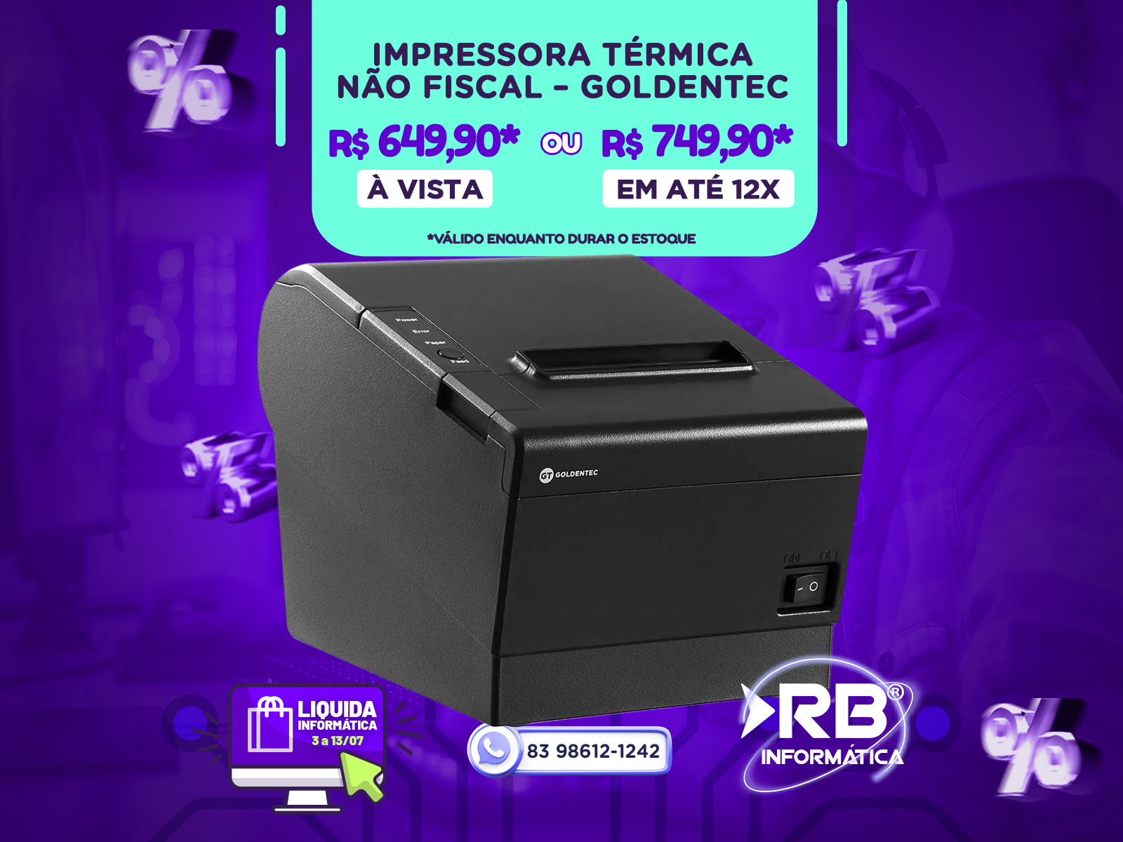 Impressora Térmca não fiscal – GOLDENTEC