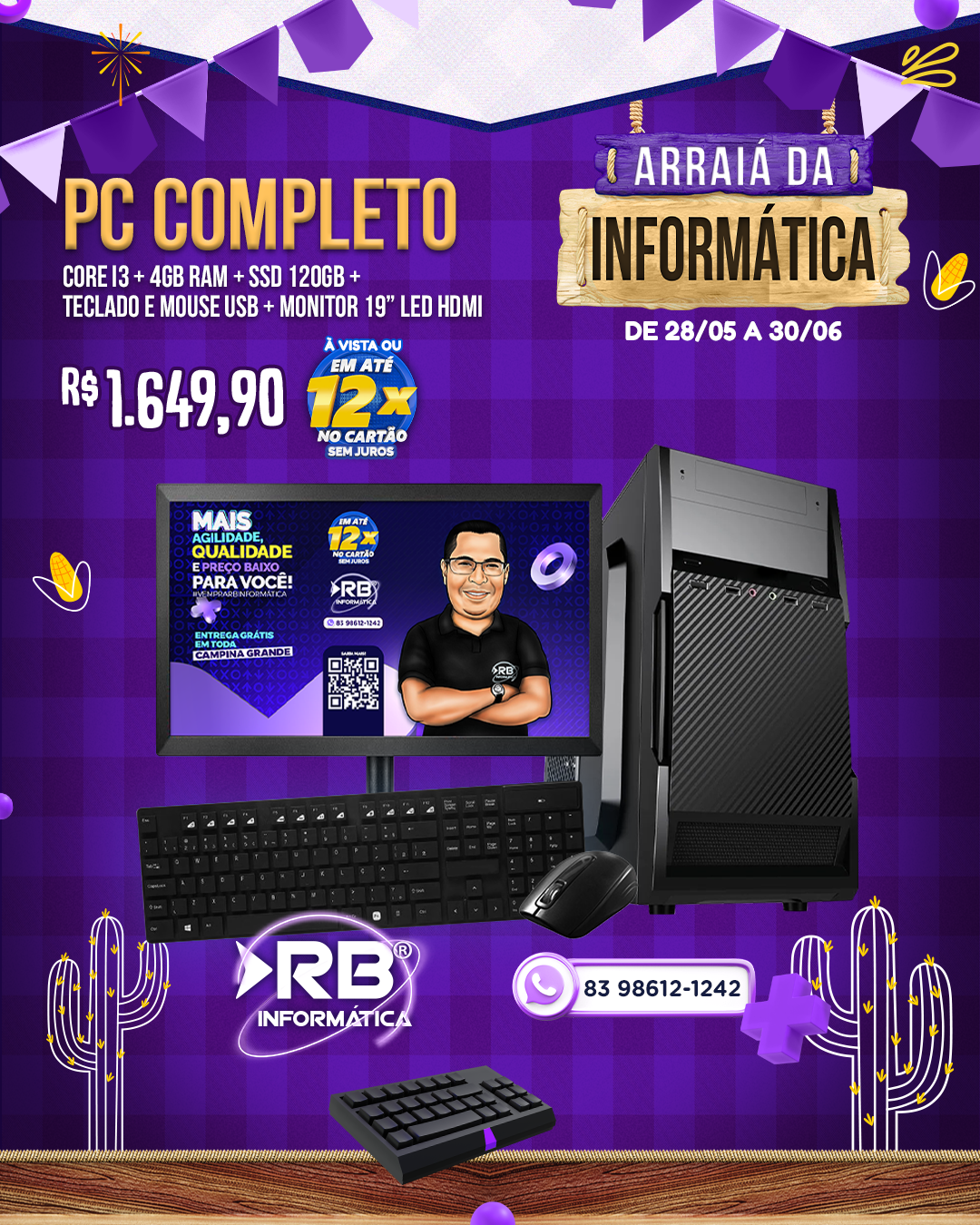 PC Completo Core i3 4GB RAM
