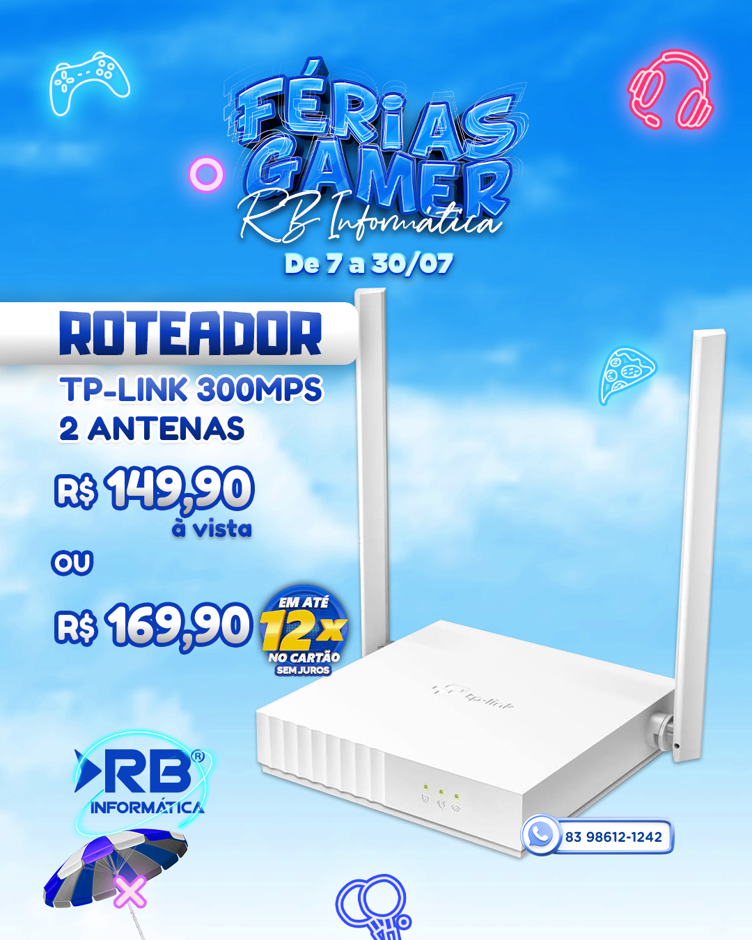 Roteador TP-LINK 300MPS - 2 Antenas