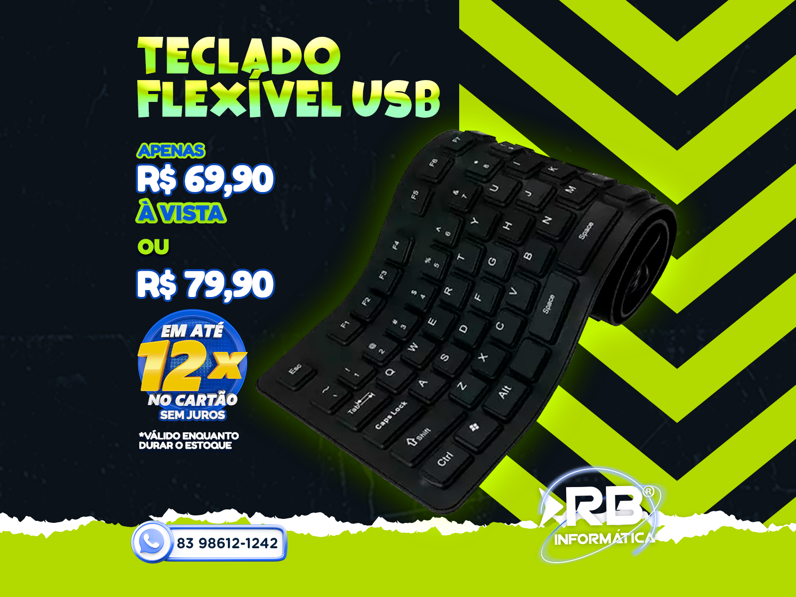 Teclado flexível USB