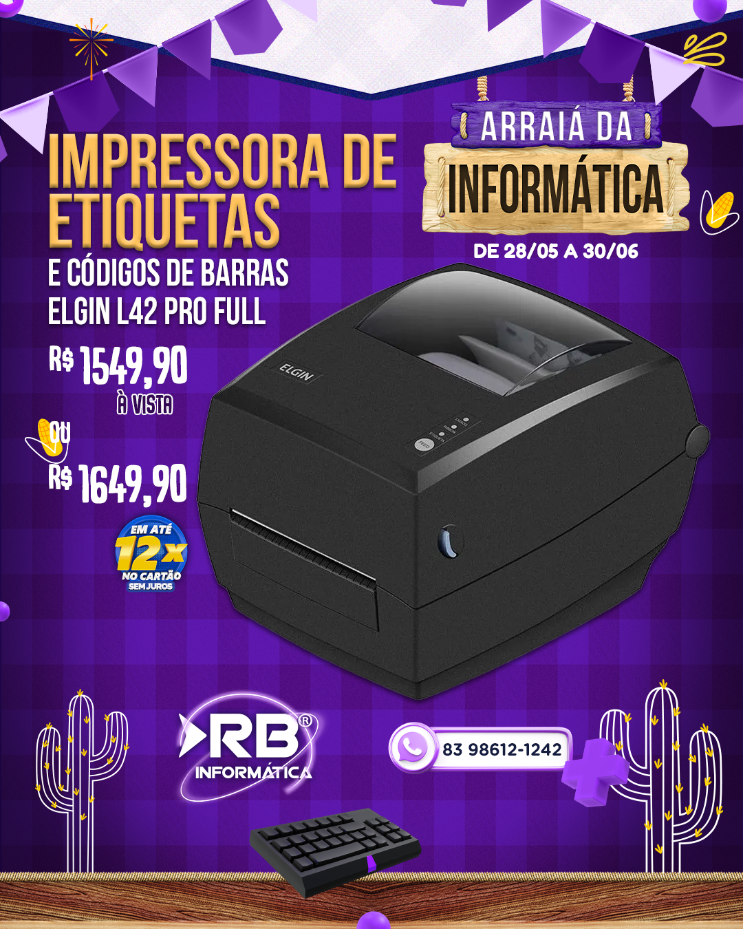 Impressora de Etiquetas e Código de Barras - Elgin L42 Pro Full