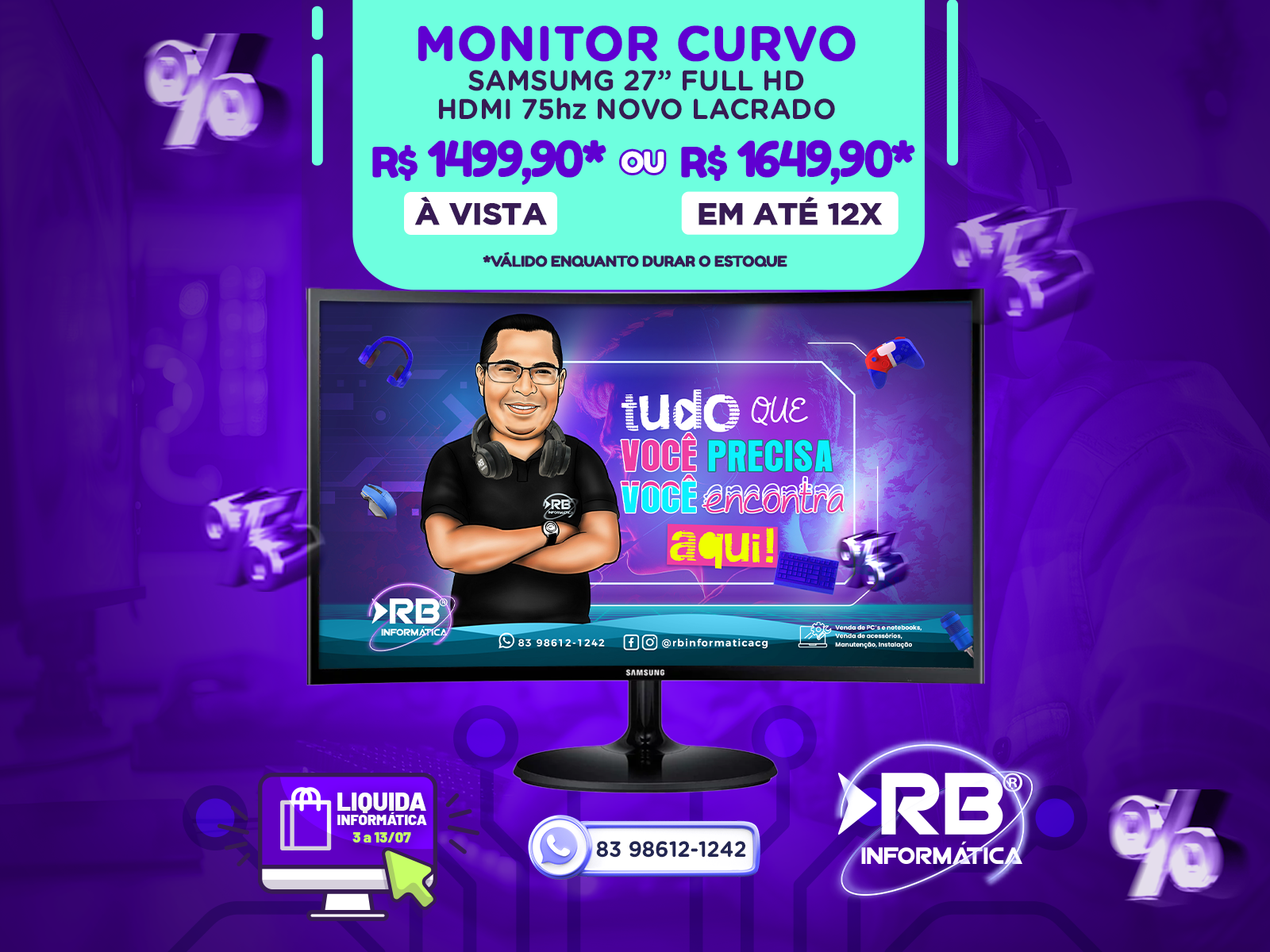 Monitor curvo SAMSUNG 27" FULL HD HDMI 75Hz