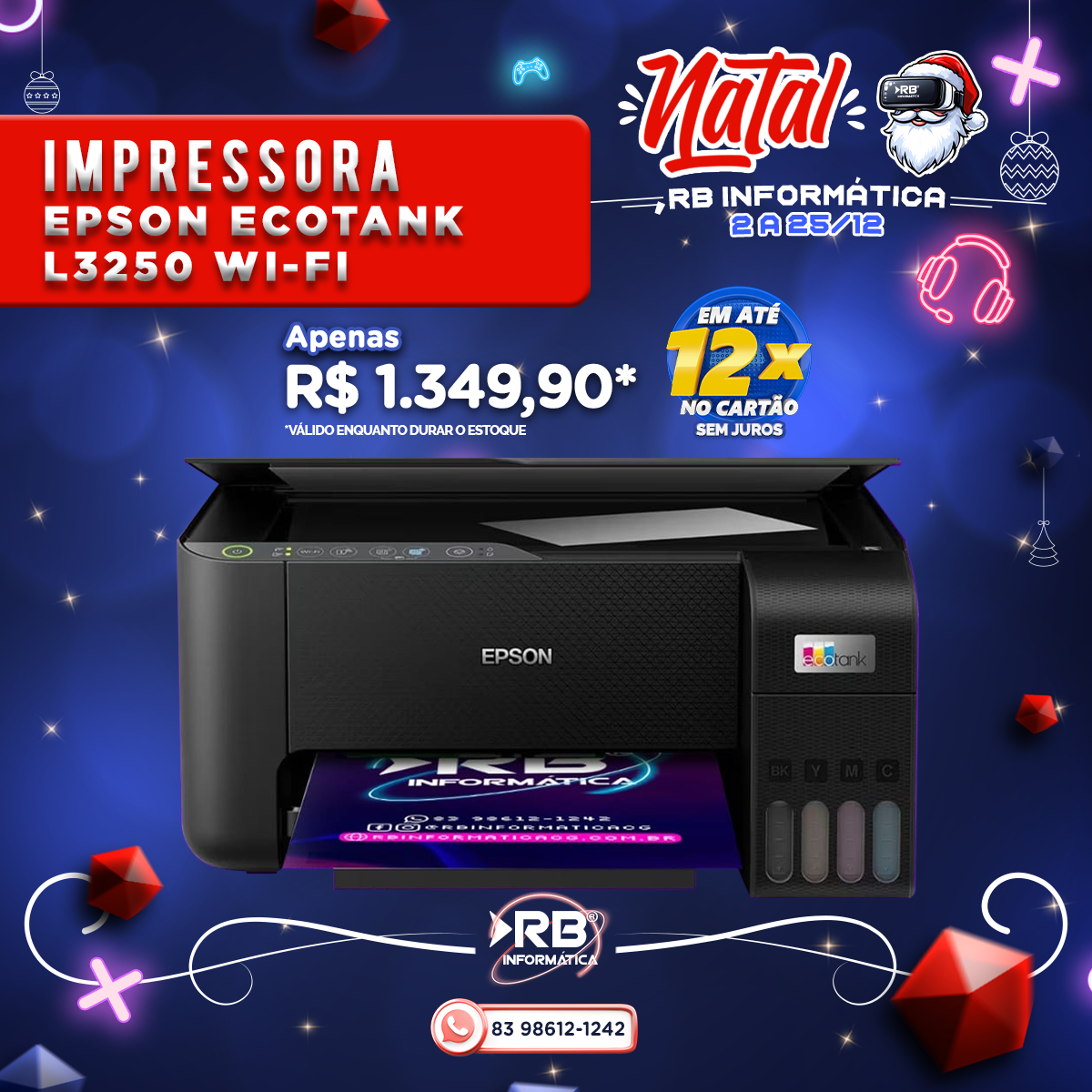 Impressora EPSON Ecotank L3250 WI-FI