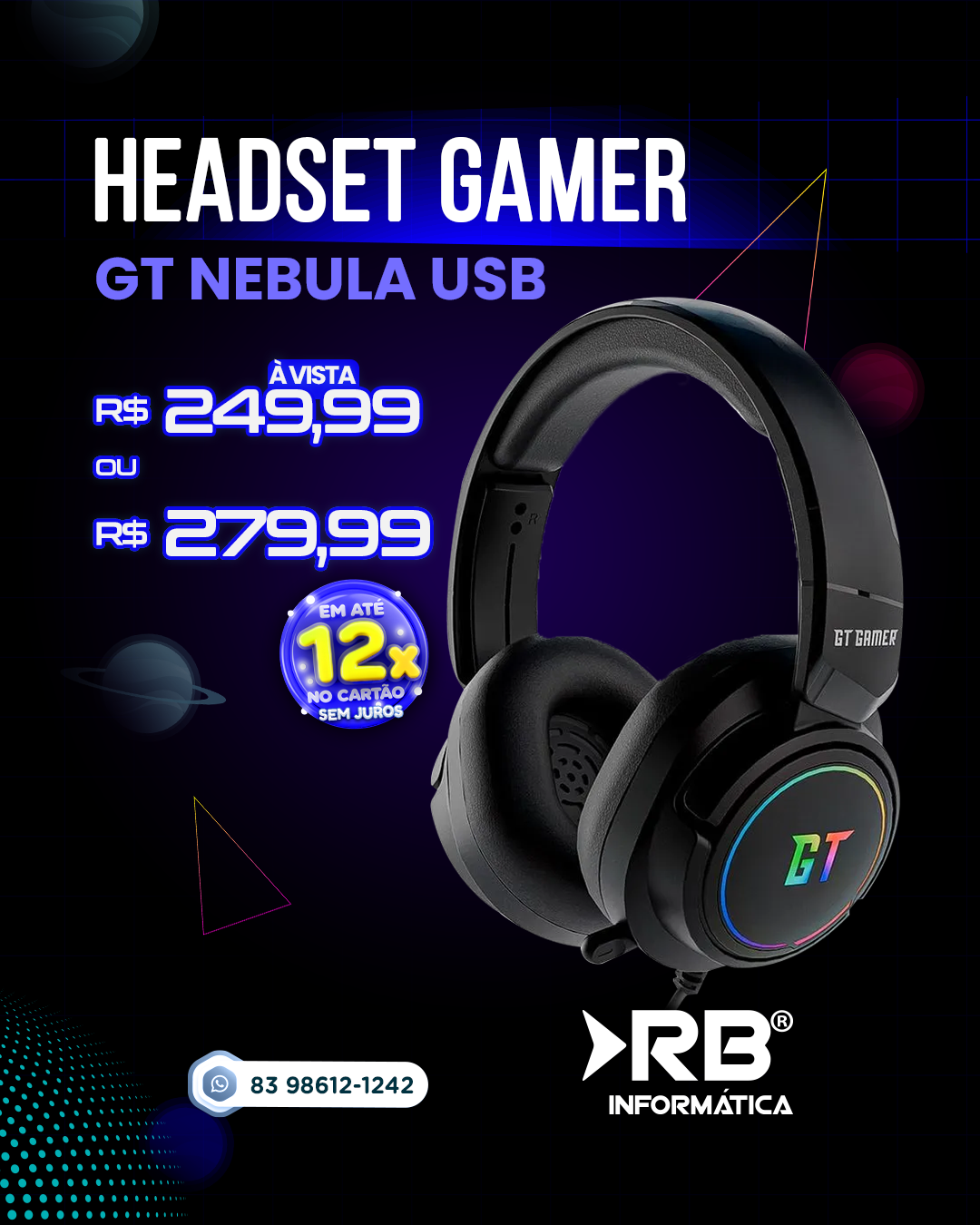 HEADSET GAMER GT NEBULA USB