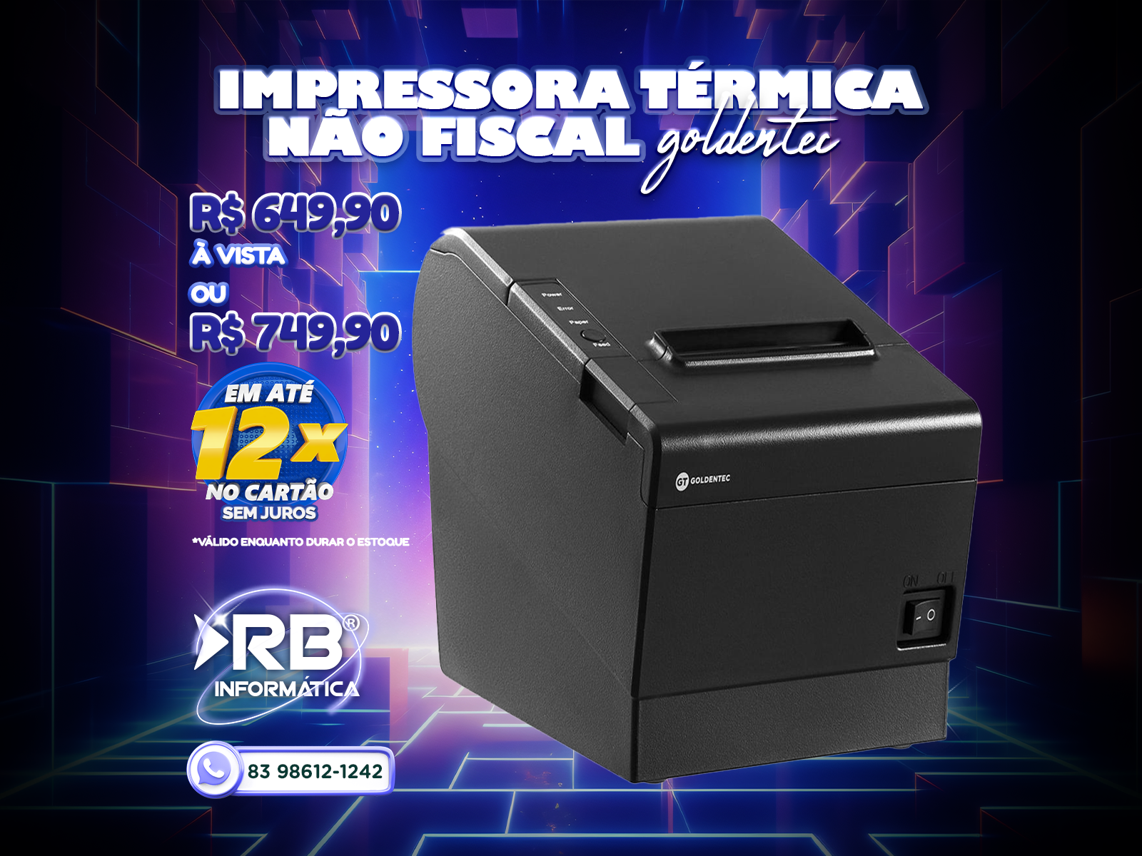 Impressora térmica não fiscal – GOLDENTEC