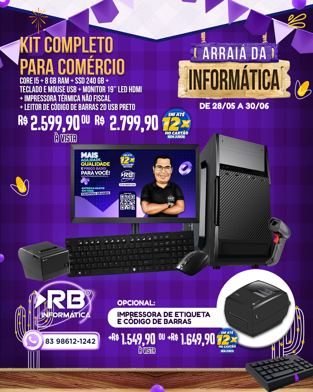 Kit Completo para Comércio - Core i5 + 8GB RAM + SSD 240GB