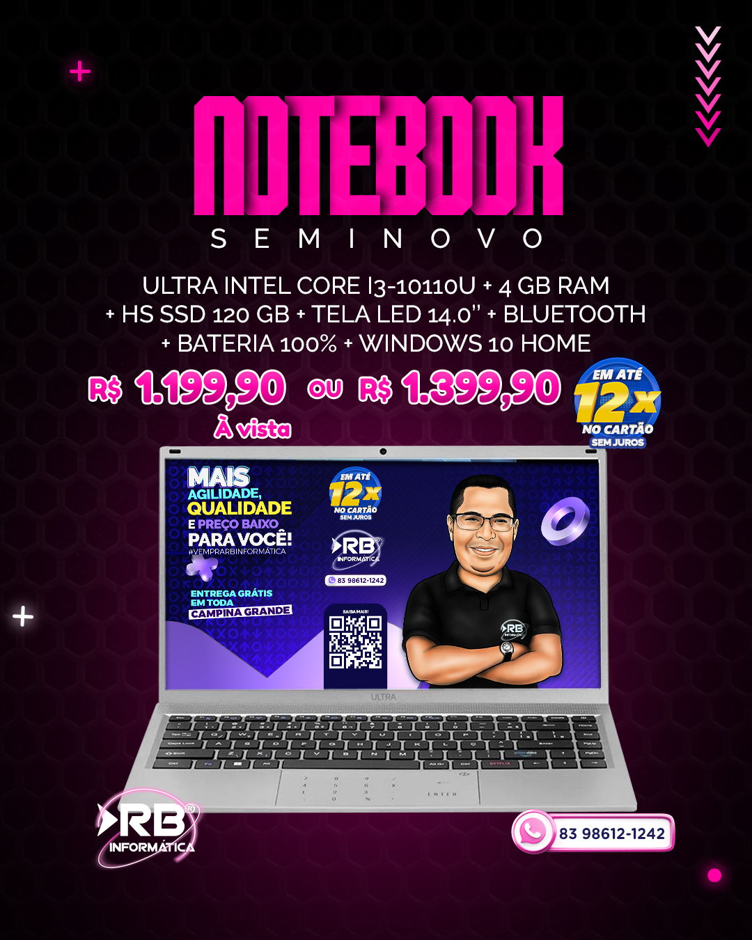 Notebook SEMINOVO Ultra Intel Core i3-10110U