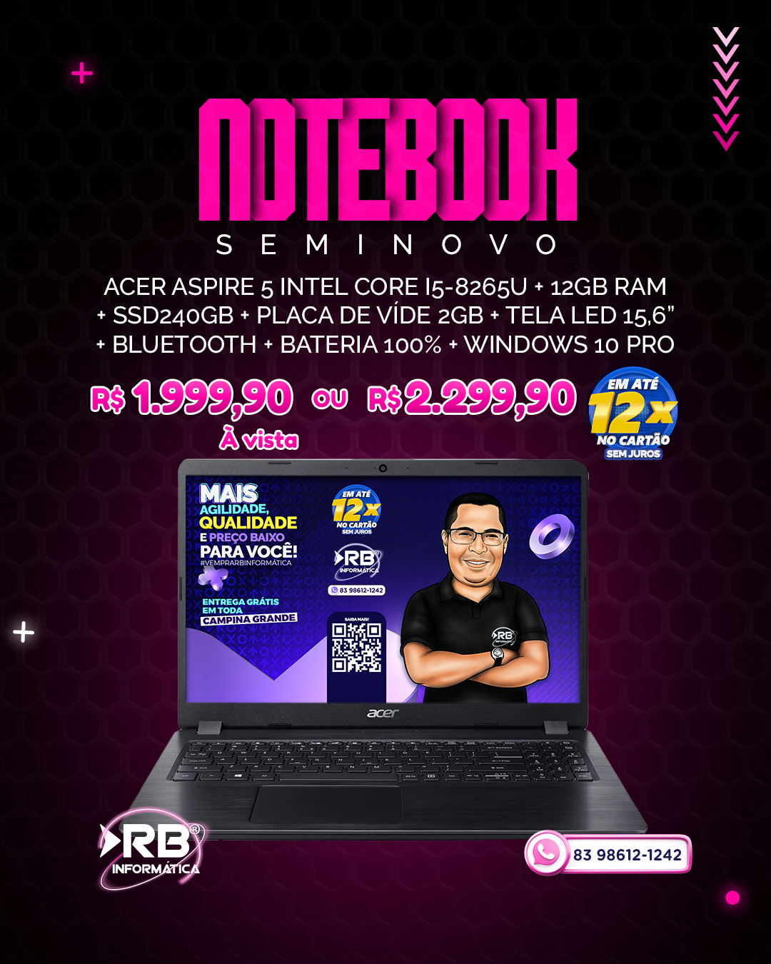 Notebook SEMINOVO Acer Aspire 5 Intel Core i5-8265U