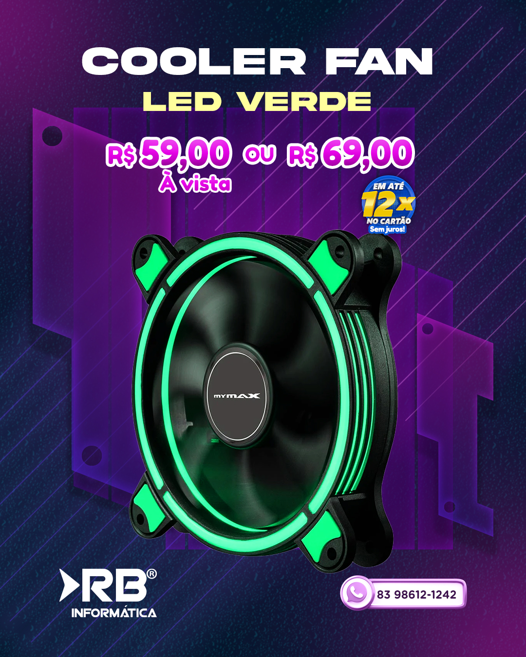 Cooler FAN LED Verde
