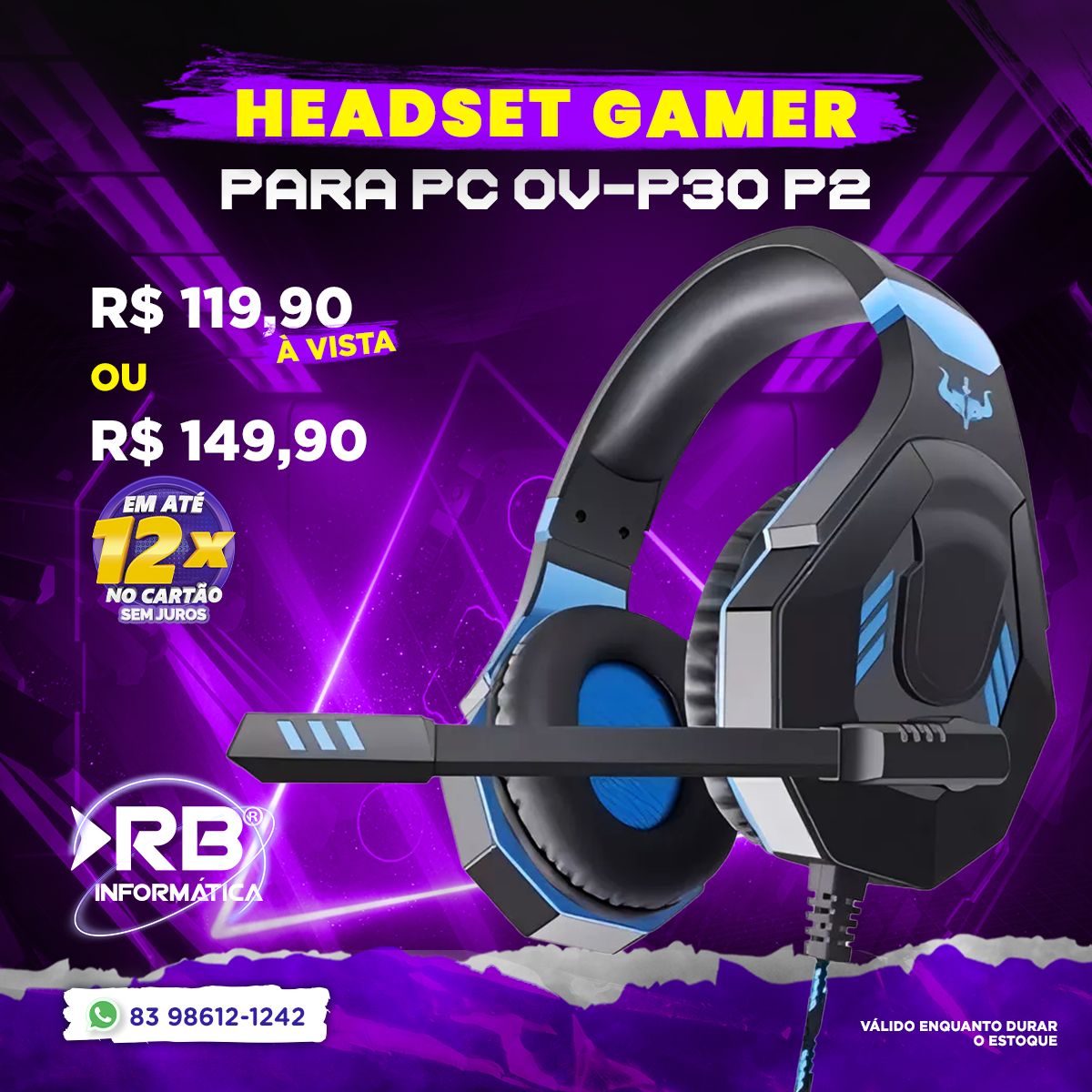 Headset Gamer para PC OV-P30 P2