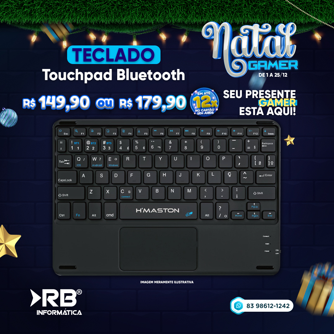 Teclado com Touchpad Bluetooth