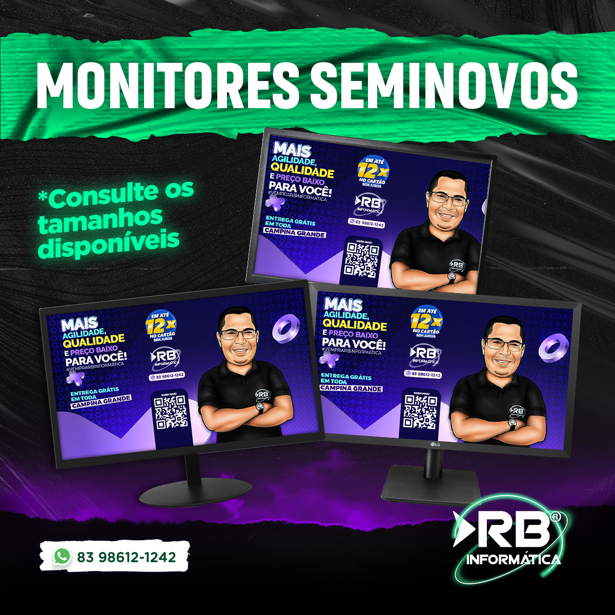 Monitores seminovos você encontra aqui