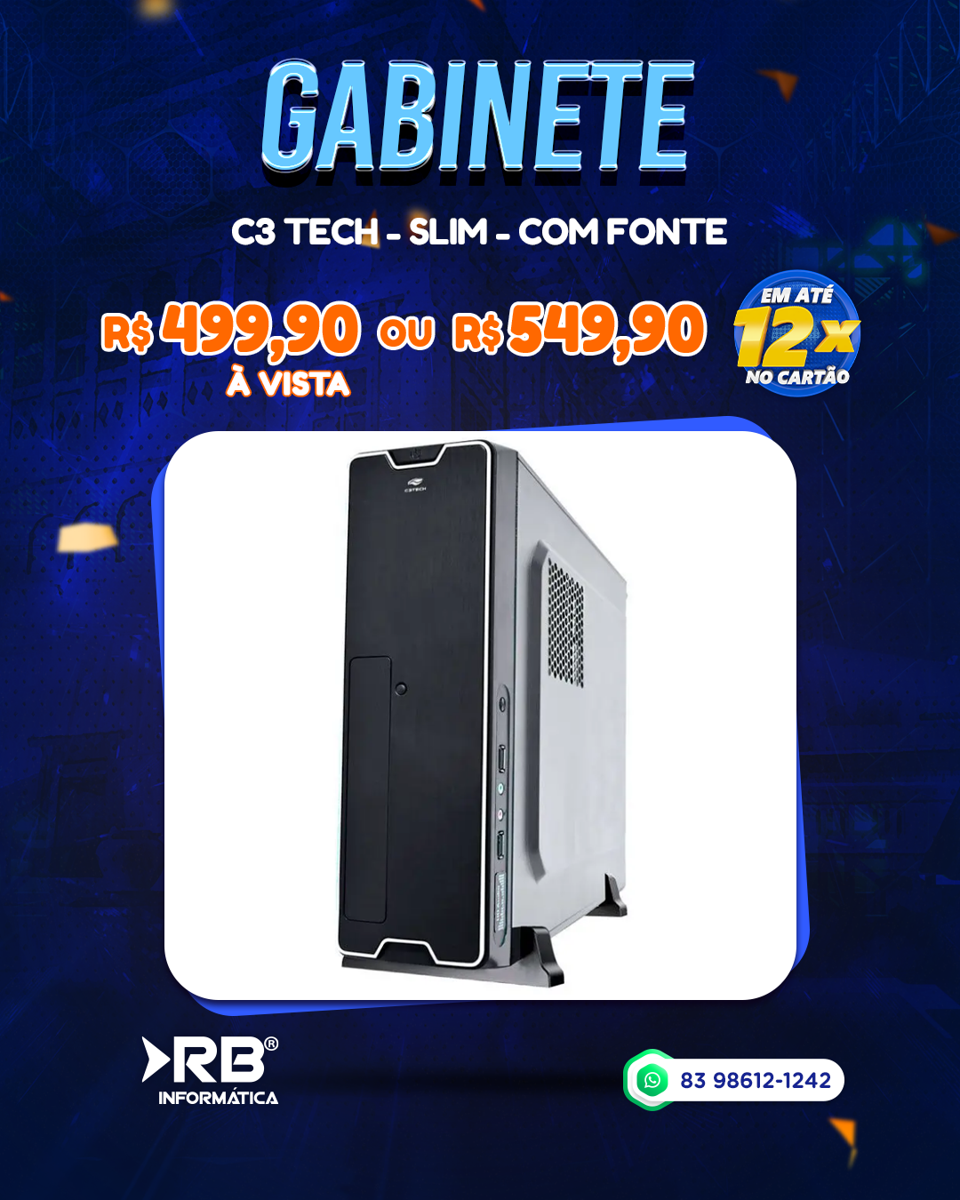 Gabinete C3TECH - Slim - Com Fonte
