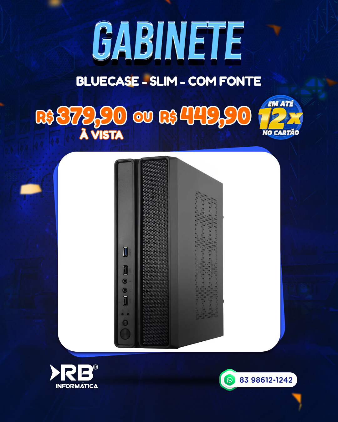 Gabinete BLUECASE - Slim com Fonte