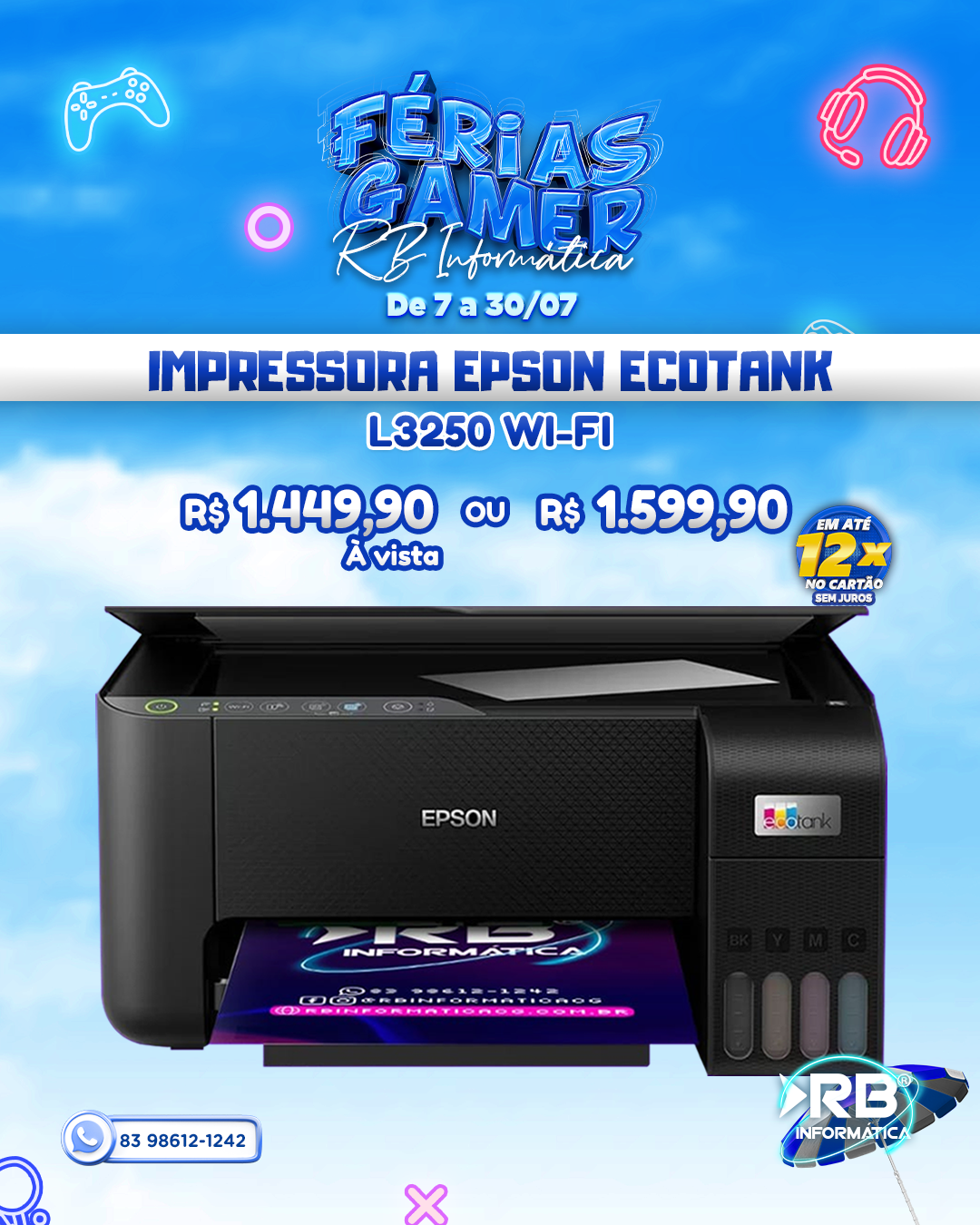 Impressora EPSON Ecotank L3250 Wi-Fi