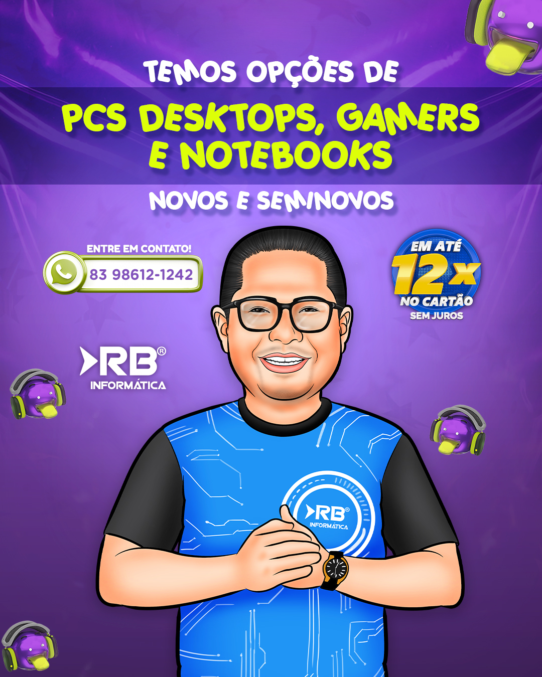 Temos opções de PCs Desktops, Gamers e Notebooks - Novos e Seminovos