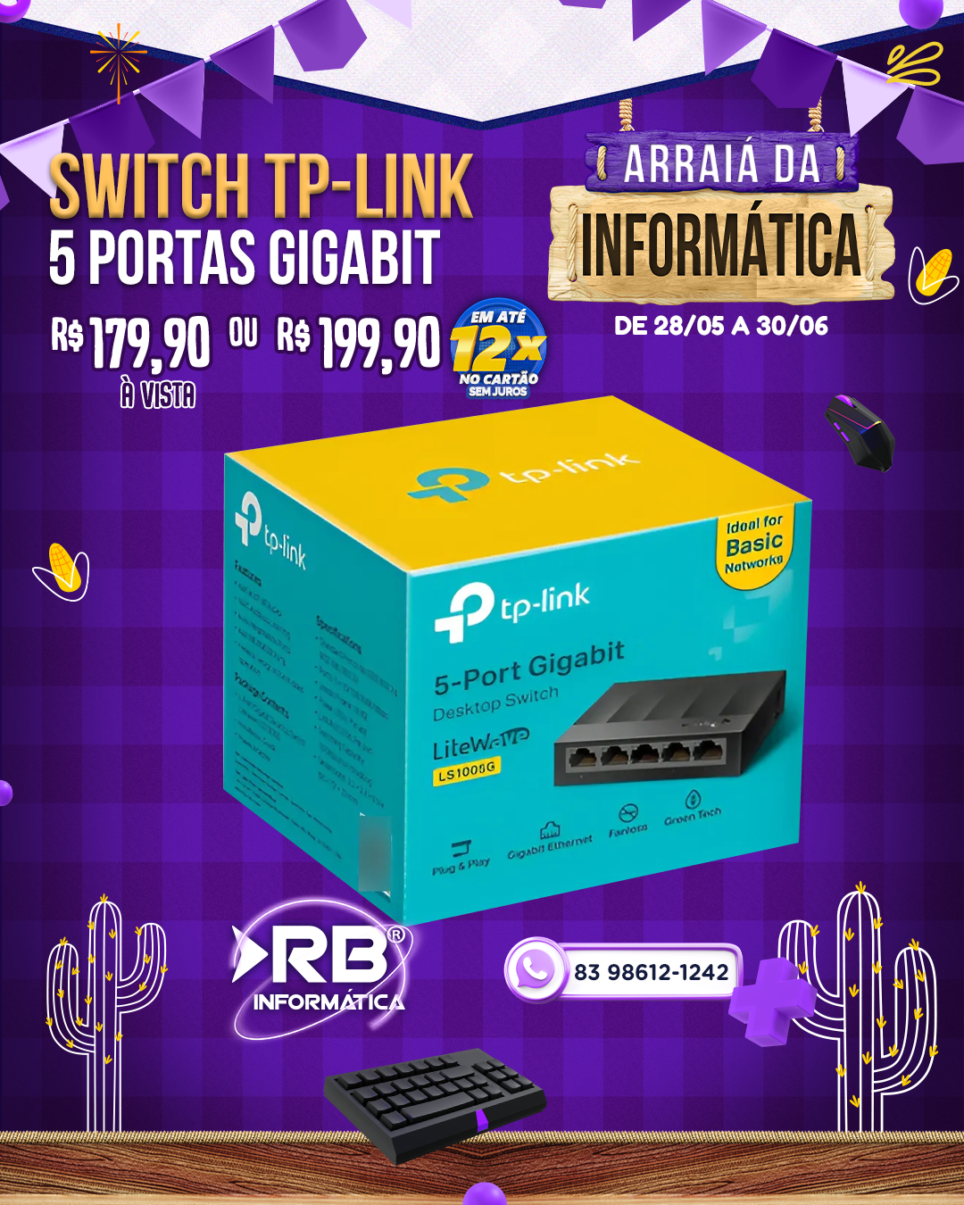 Switch TP-LINK 5 Portas Gigabit