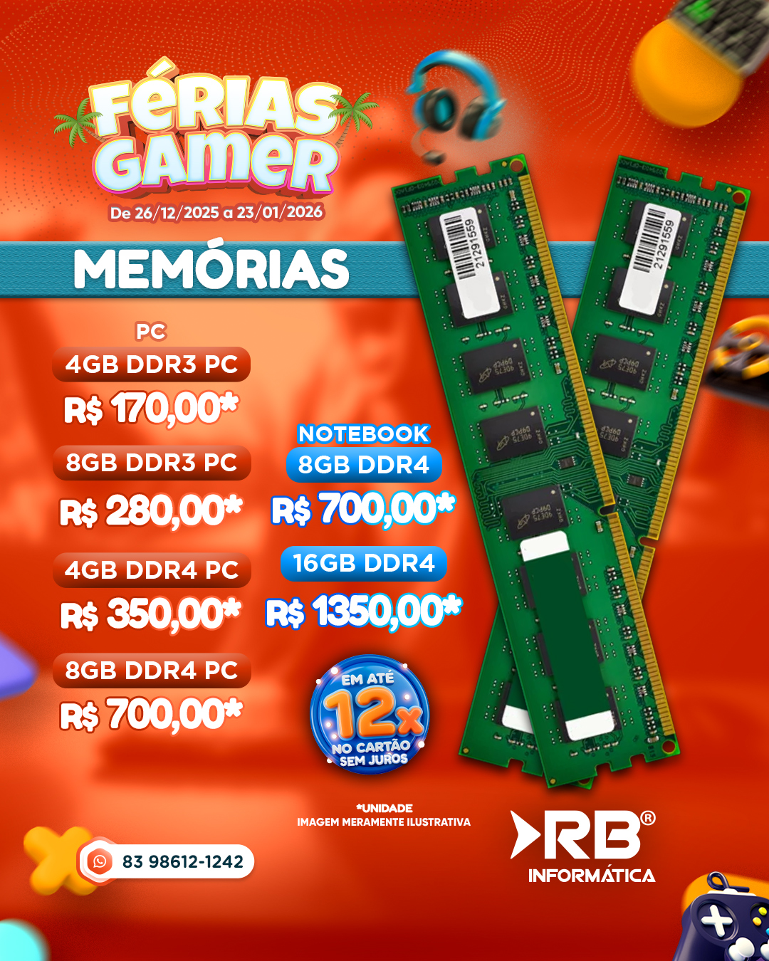 Memórias para PC e Notebook