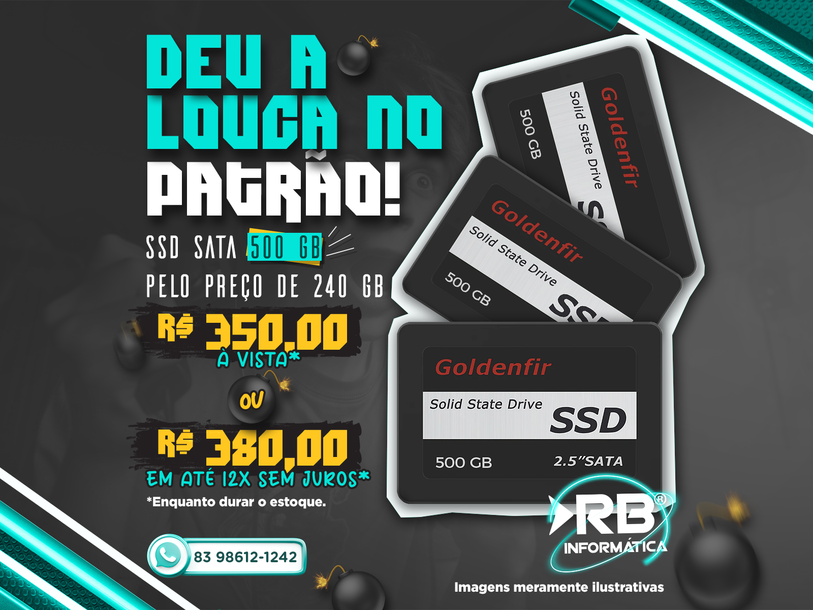 SSD SATA de 500GB pelo preço de 240GB