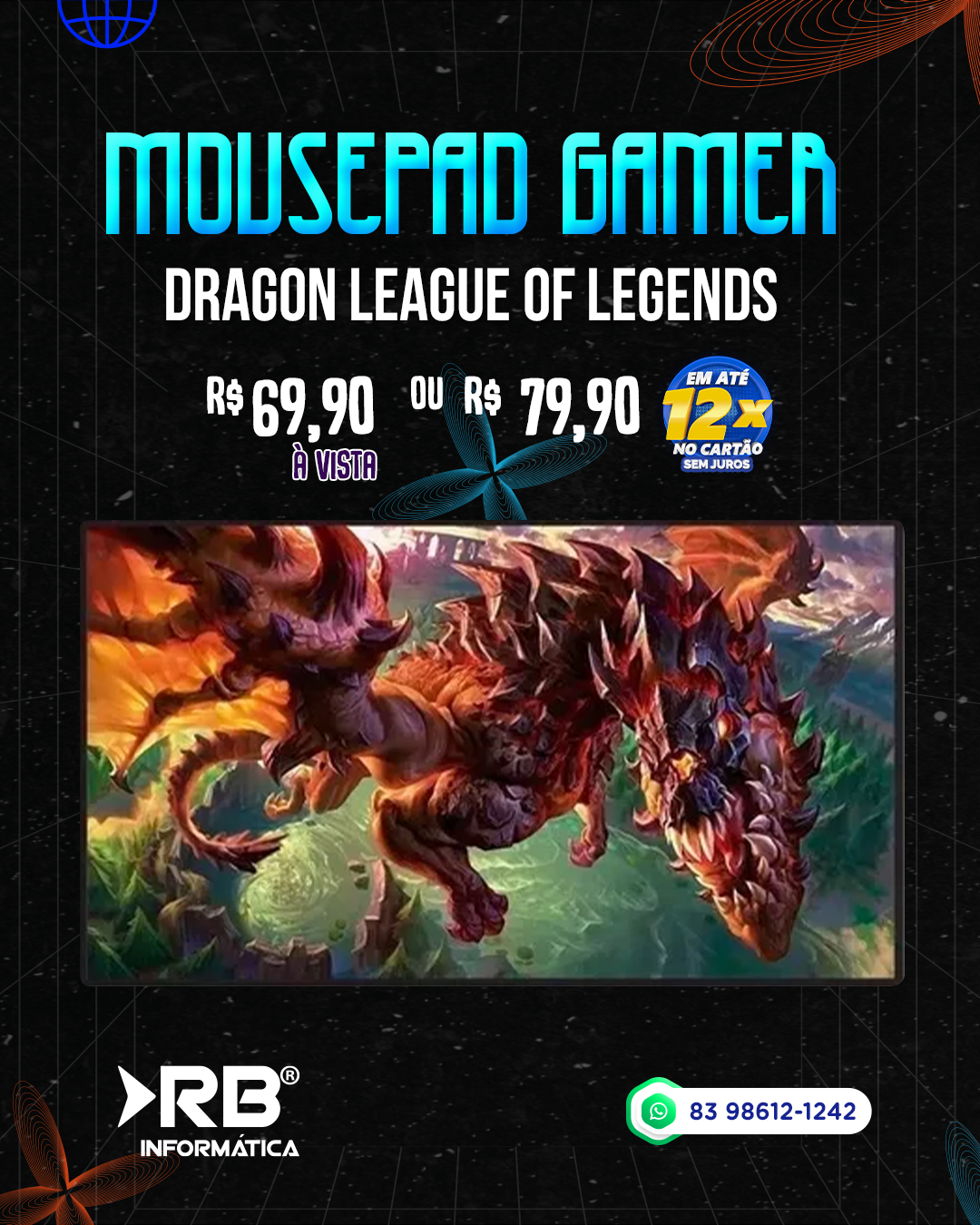 Mousepad Gamer Dragon League of Legends
