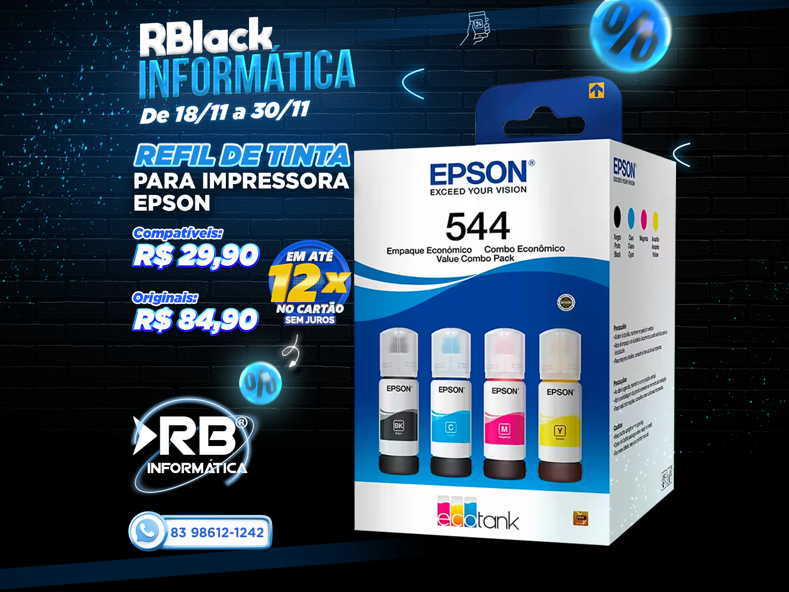 Refil de tinta para impressora EPSON