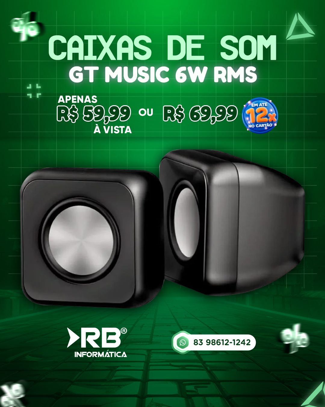 Caixas de Som GT Music 6W RMS